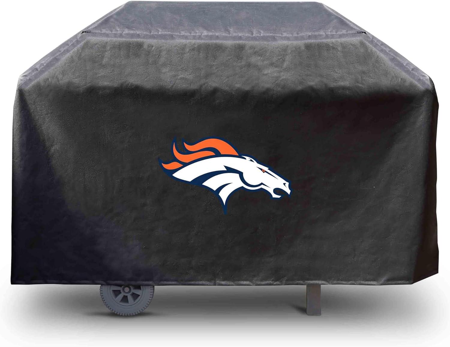 Denver Broncos Black Heavy-Duty Canvas Grill Cover