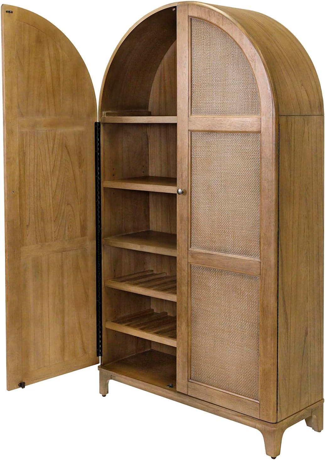 Coastal Arch shaped Bar Cabinet Dining Cabinet Fully Assembled Brown Wood