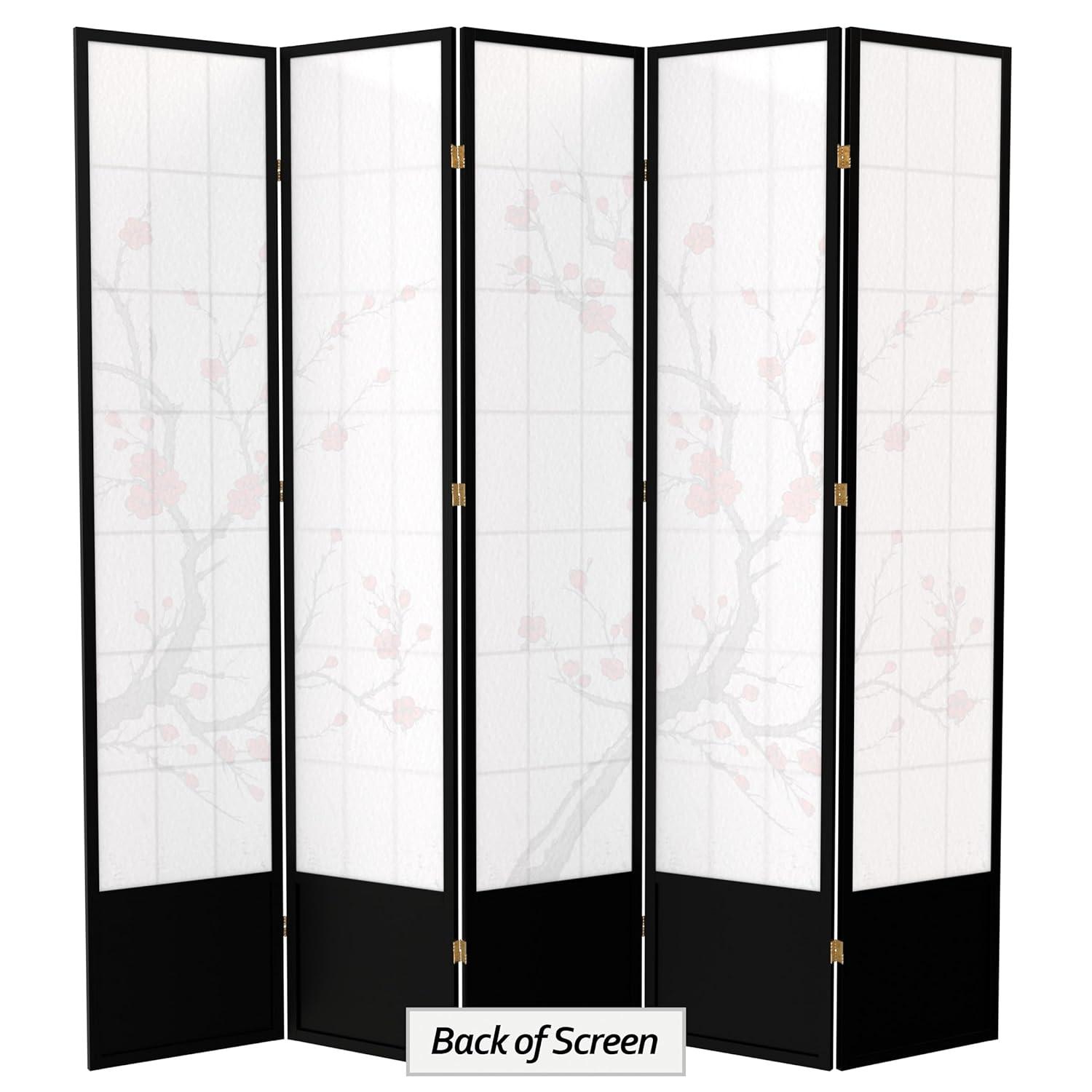 7 ft. Black 5-Panel Room Divider