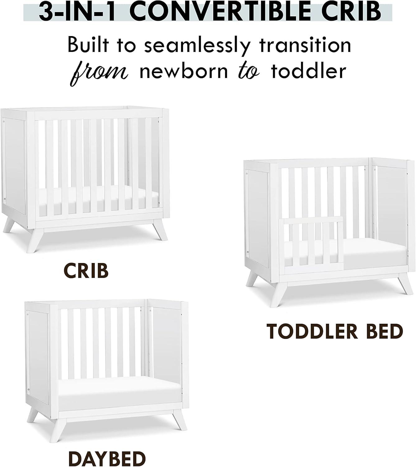 Otto 3-in-1 Convertible Mini Crib with 4" Mattress