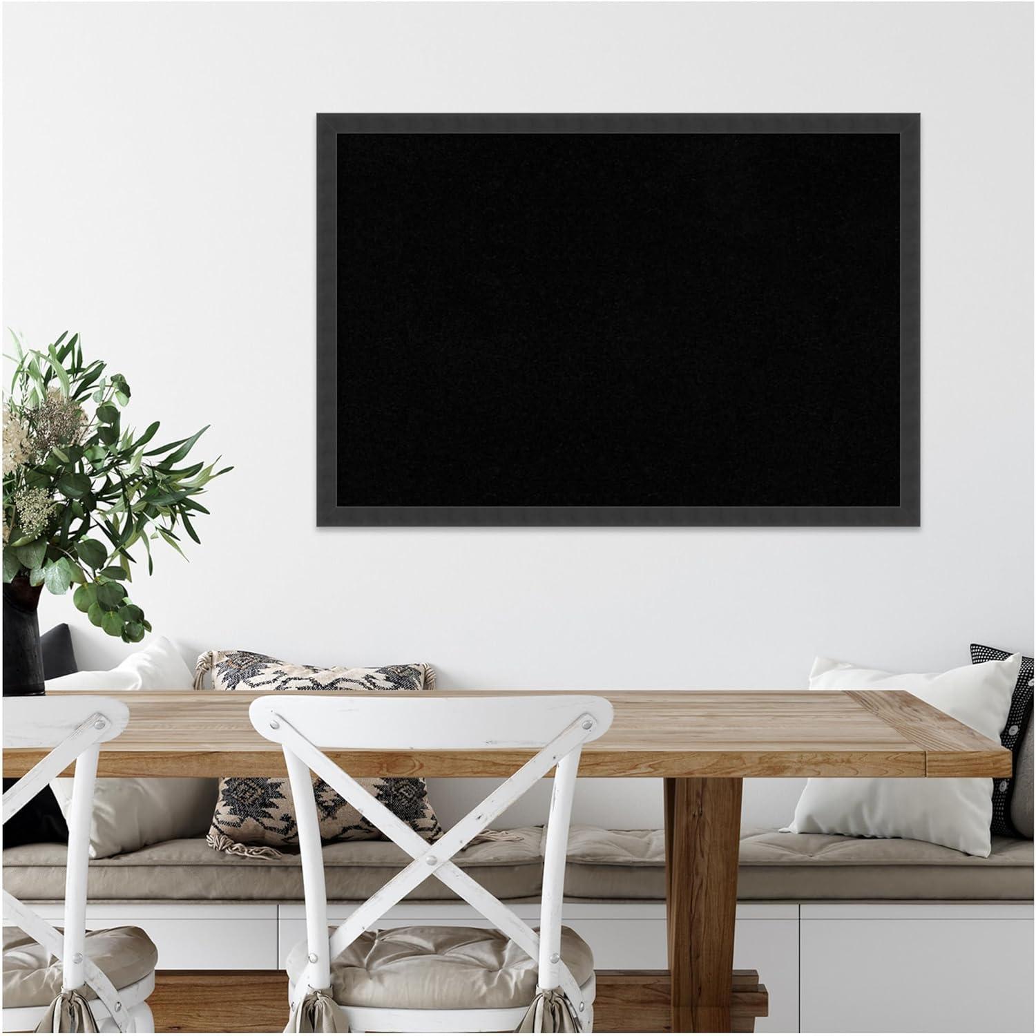 Mezzanotte Black Wood 38" x 26" Framed Cork Board