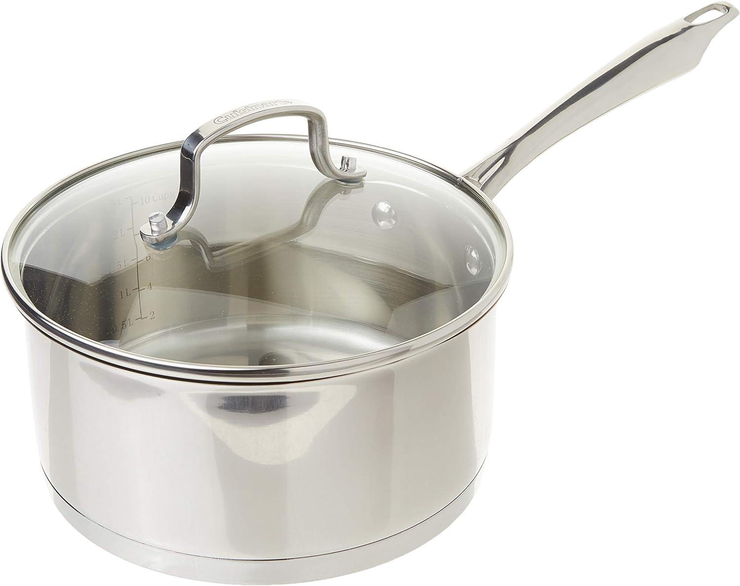 Cuisinart 3 Quart Stainless Steel Saucepan with Glass Lid