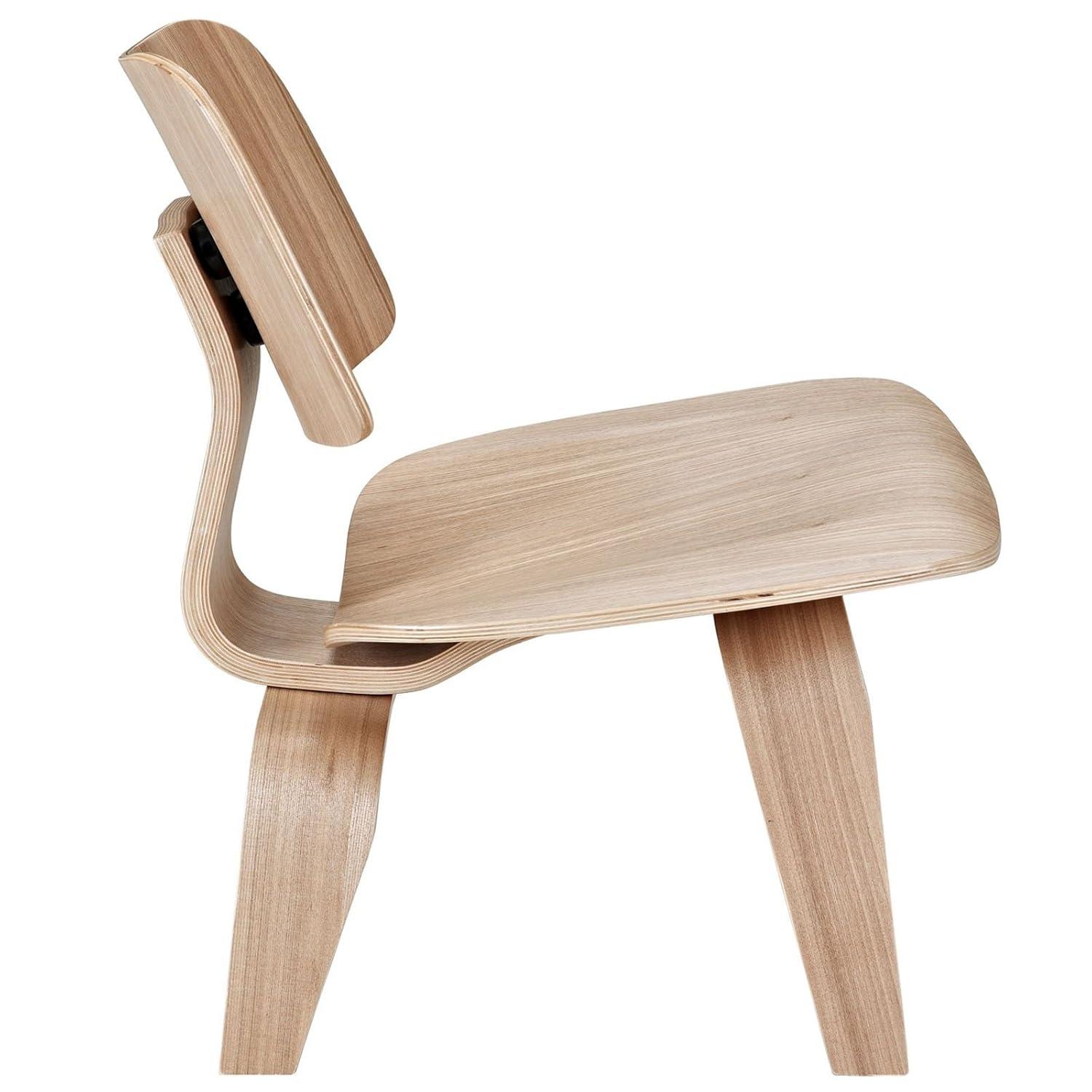 Modway Fathom Modern Durable Molded Plywood Accent Chair in Natural