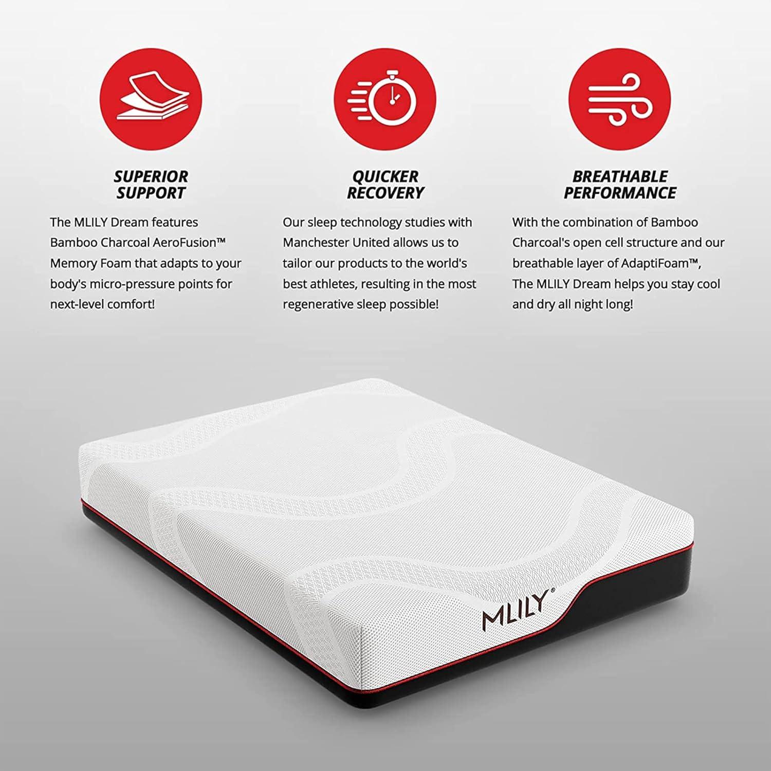 MLILY Manchester United Theatre 12 inch Memory Foam Mattress, Twin XL Size Mattress in a box,Medium Plush
