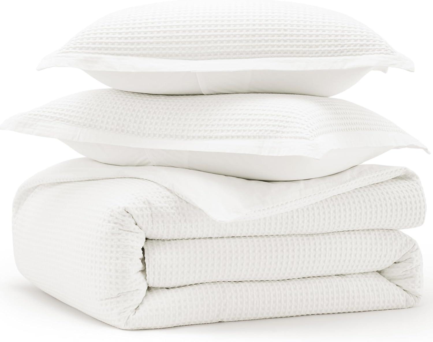 Bedsure Essential Bedsure Cotton Duvet Cover Set - 100% Cotton Waffle Weave Coconut Duvet Cover GentleSoft™️