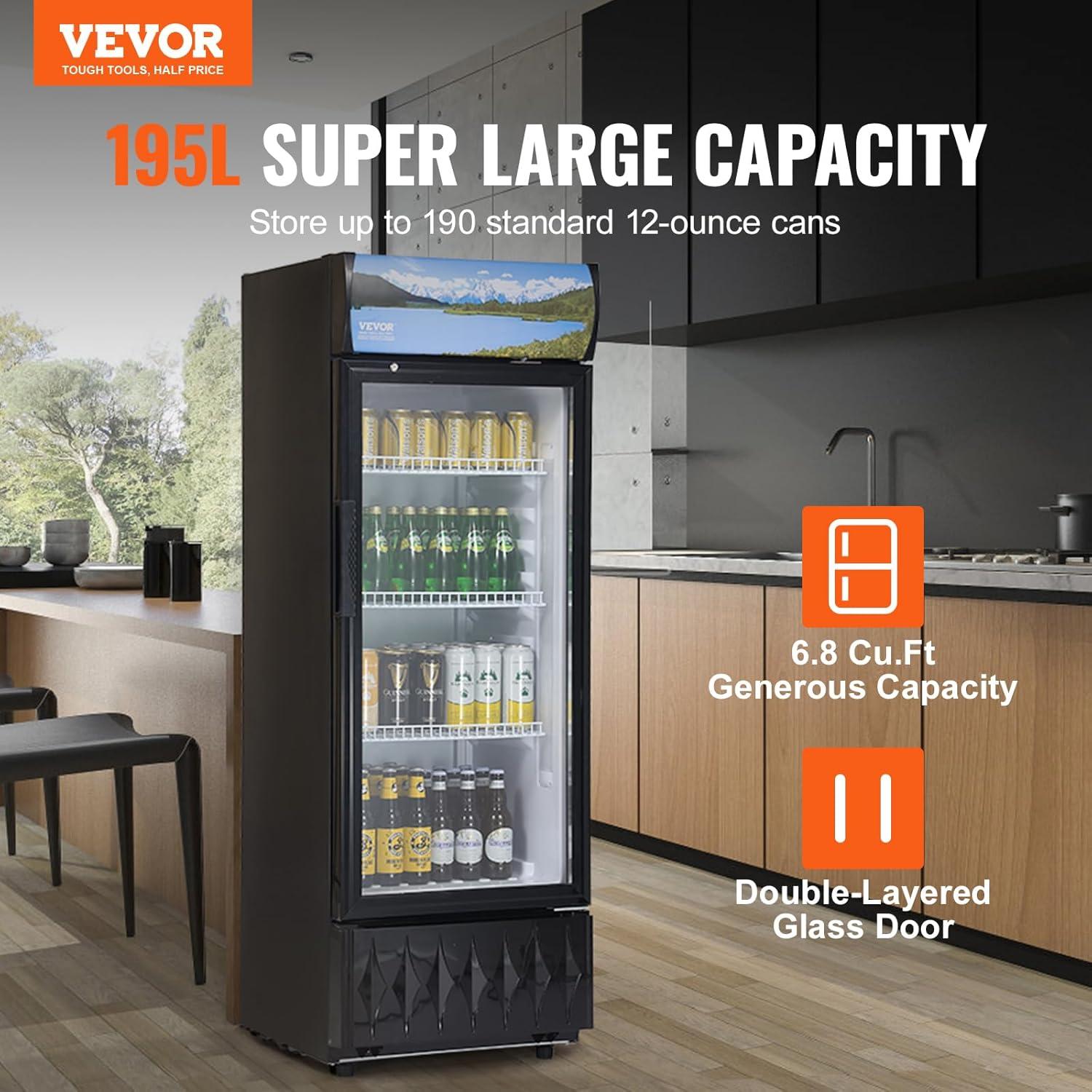 VEVOR 6.8 Cubic Feet Merchandising Refrigerator - 21.18''