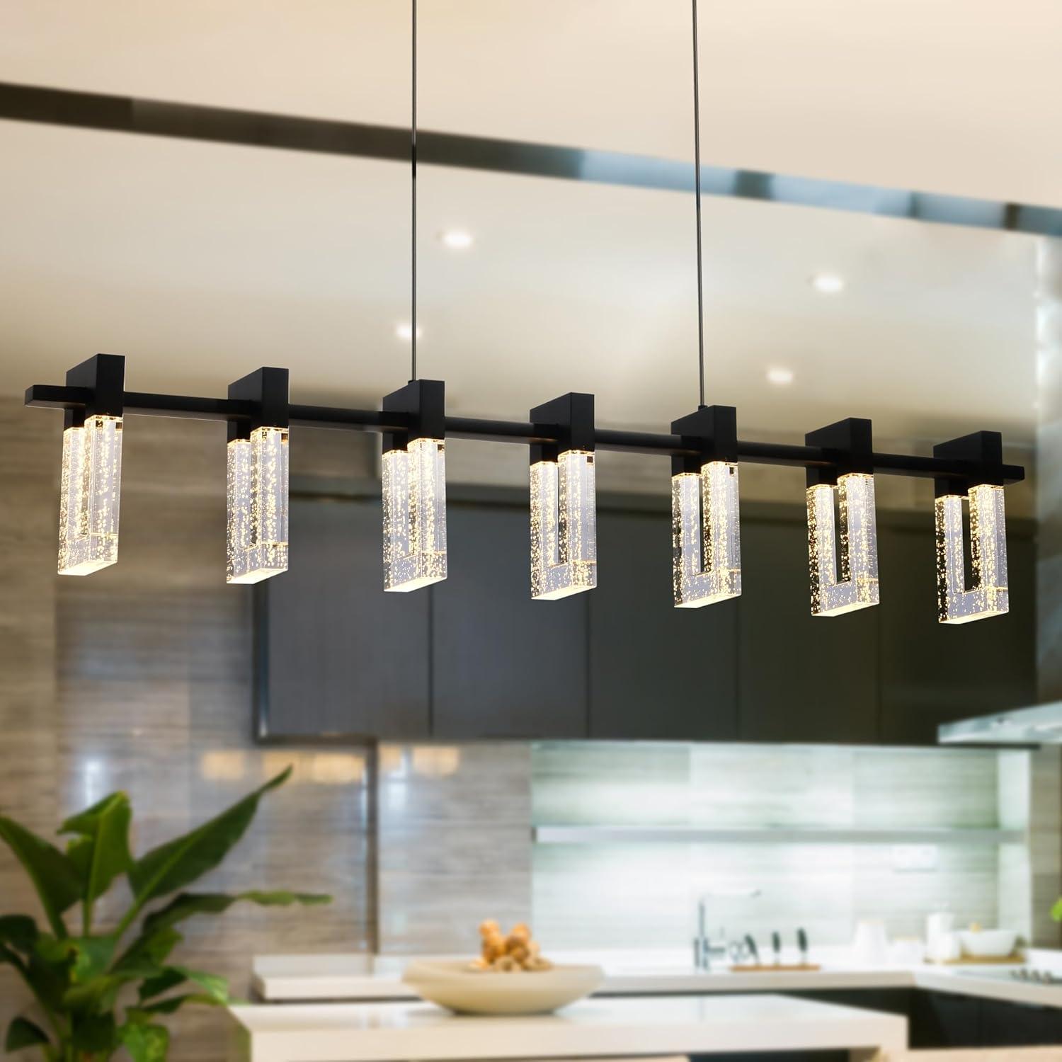 Sorrento 40-in 7-Light Height Adjustable ETL Certified Integrated LED Linear Chandelier