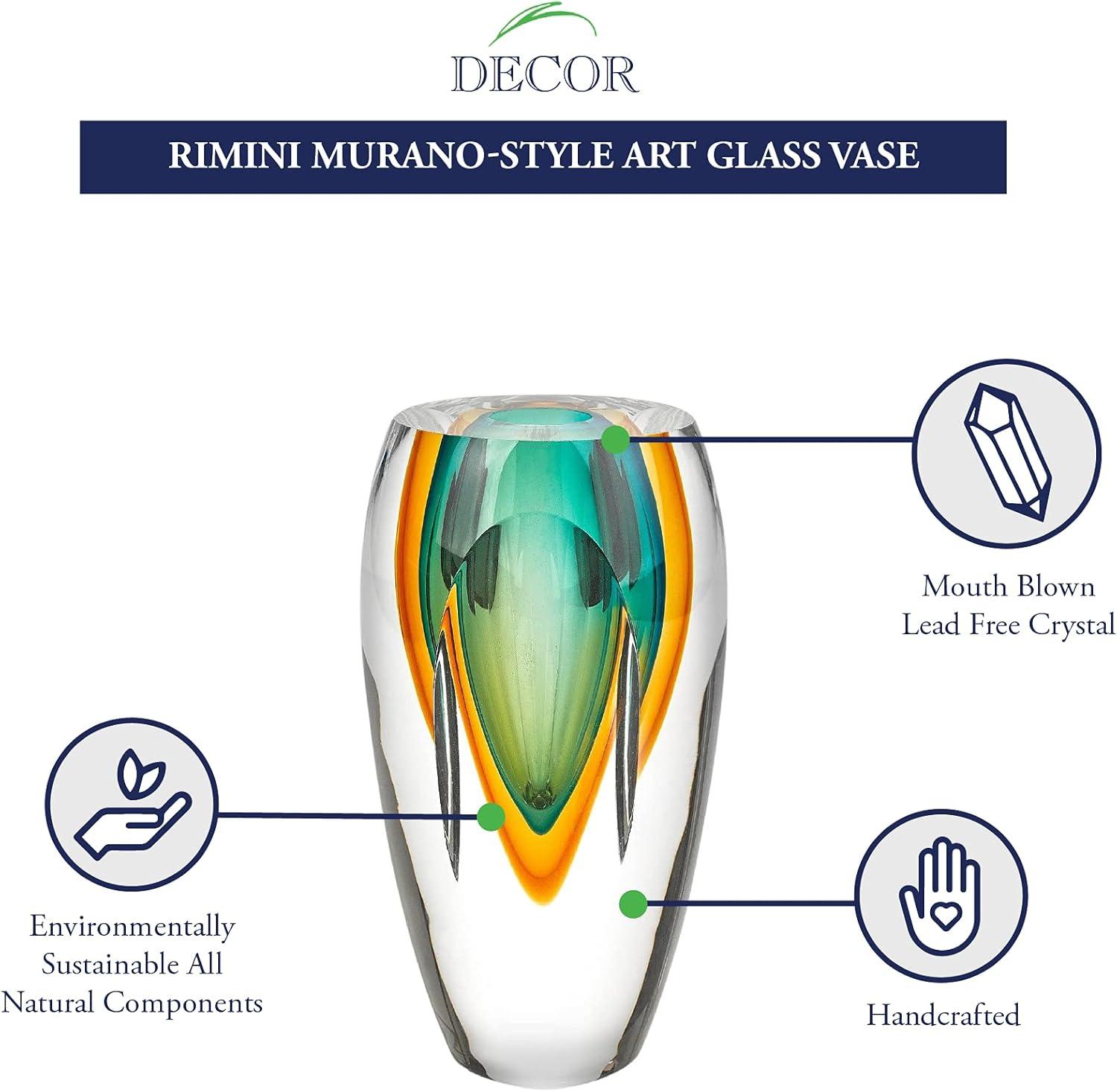 Badash Astra Green Handcrafted Art Glass Vase QGM23774