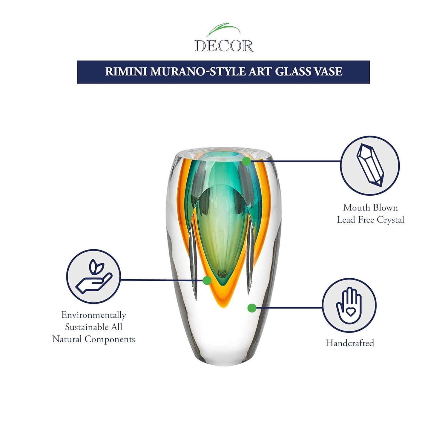 Badash Astra Green Handcrafted Art Glass Vase QGM23774