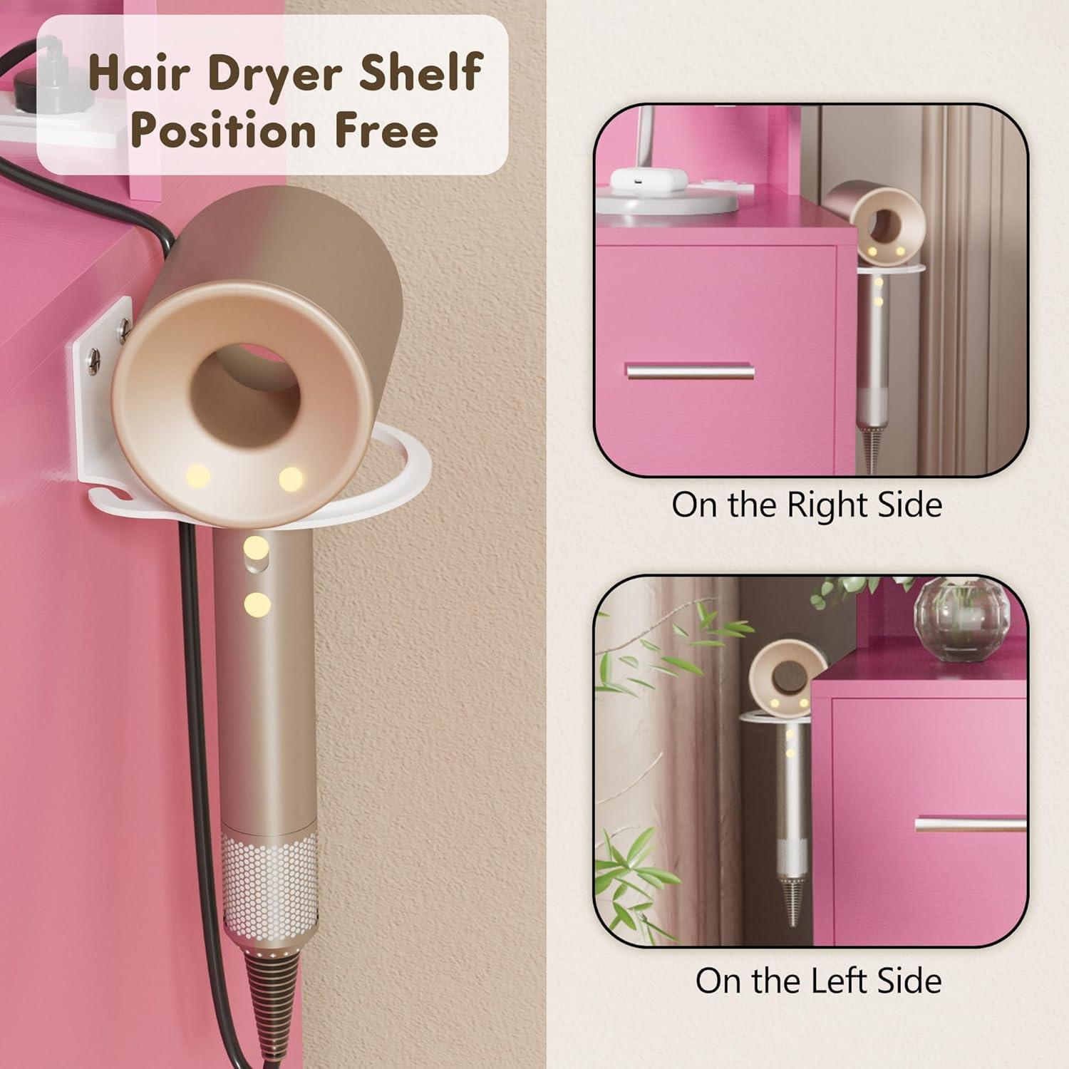 YESHOMY Vanity Desk with Mirror, Power Outlet and 10 Lights, Makeup Table with 7 Drawers, 3 Color Modes Available for Bedroom, White