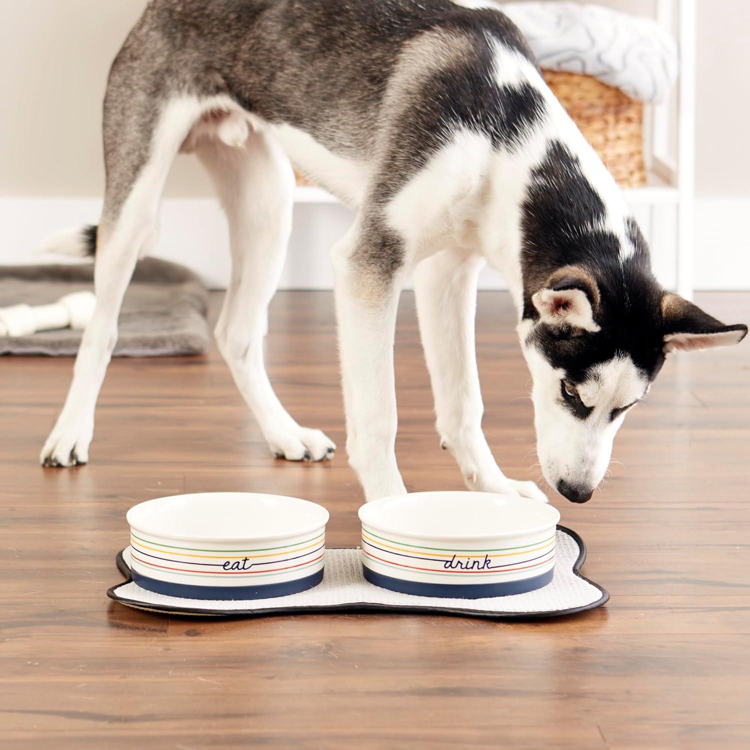 Large Multicolor Ceramic Pet Bowls with Non-Slip Base