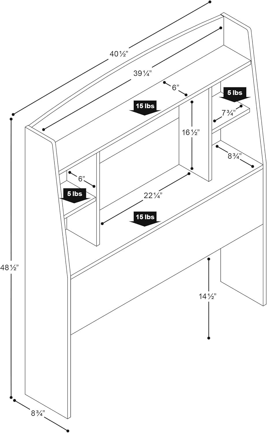 Twin Astrid Bookcase Headboard - Prepac