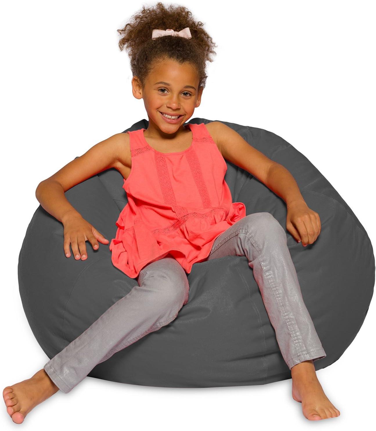 Posh Creations Bean Bag Chair, Kids, 3 ft, Heather Gray
