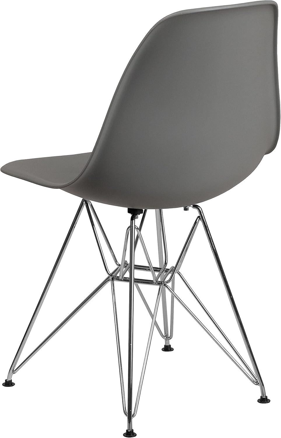 Flash Furniture 2 Pack Elon Series Moss Gray Plastic Chair with Chrome Base