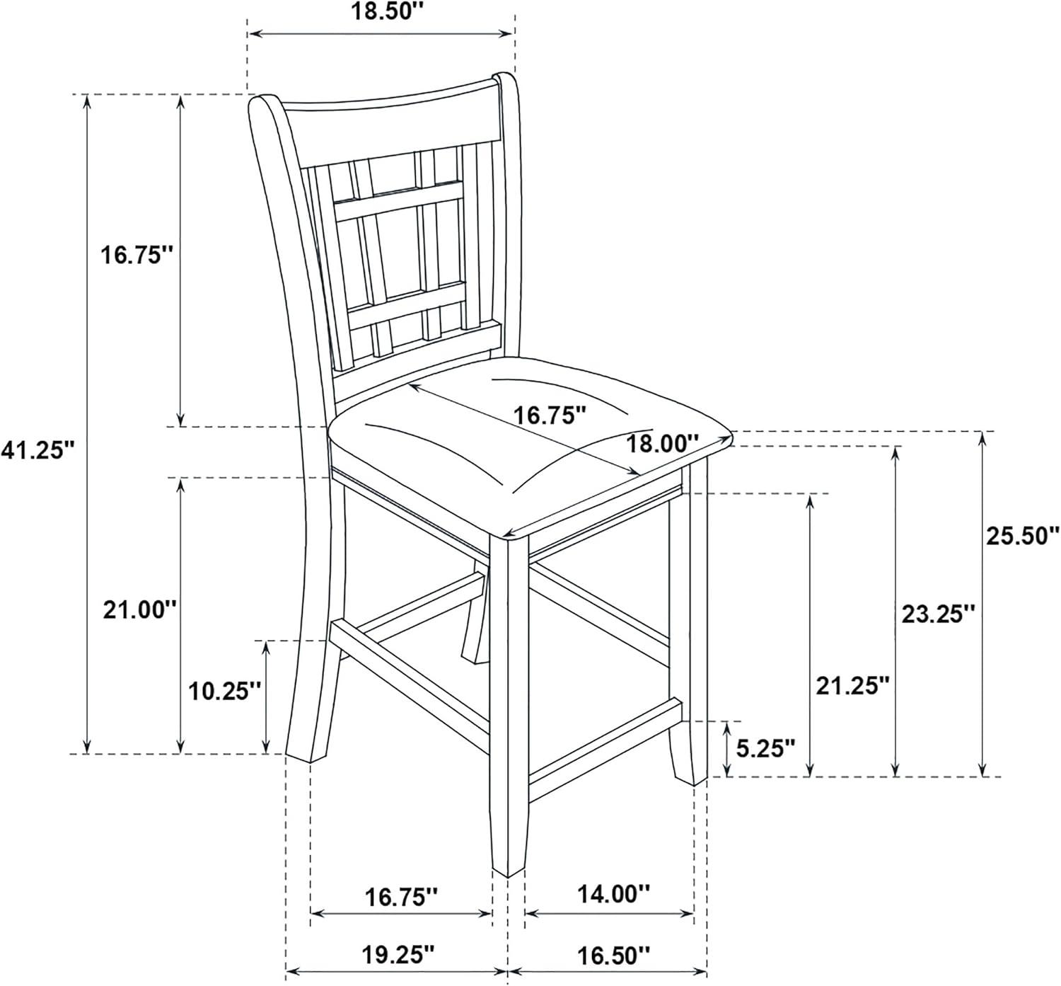 Espresso Oak Veneer Counter Height Dining Set with Black Fabric Chairs