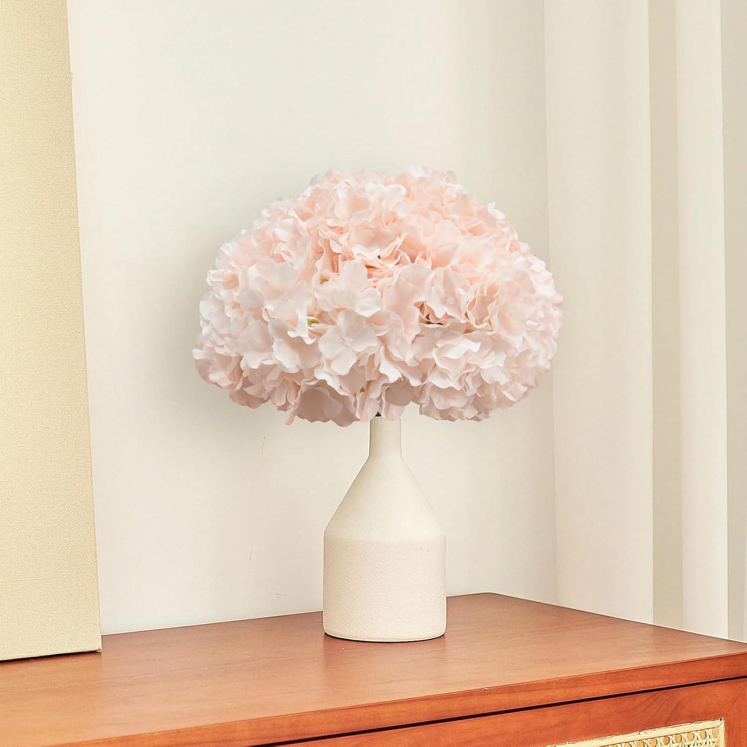 TITOUMI Hydrangea Silk Flowers Heads Blush Pack of 10 Full Hydrangea Flowers Artificial with Stems for Wedding Home Party Shop Baby Shower Décor