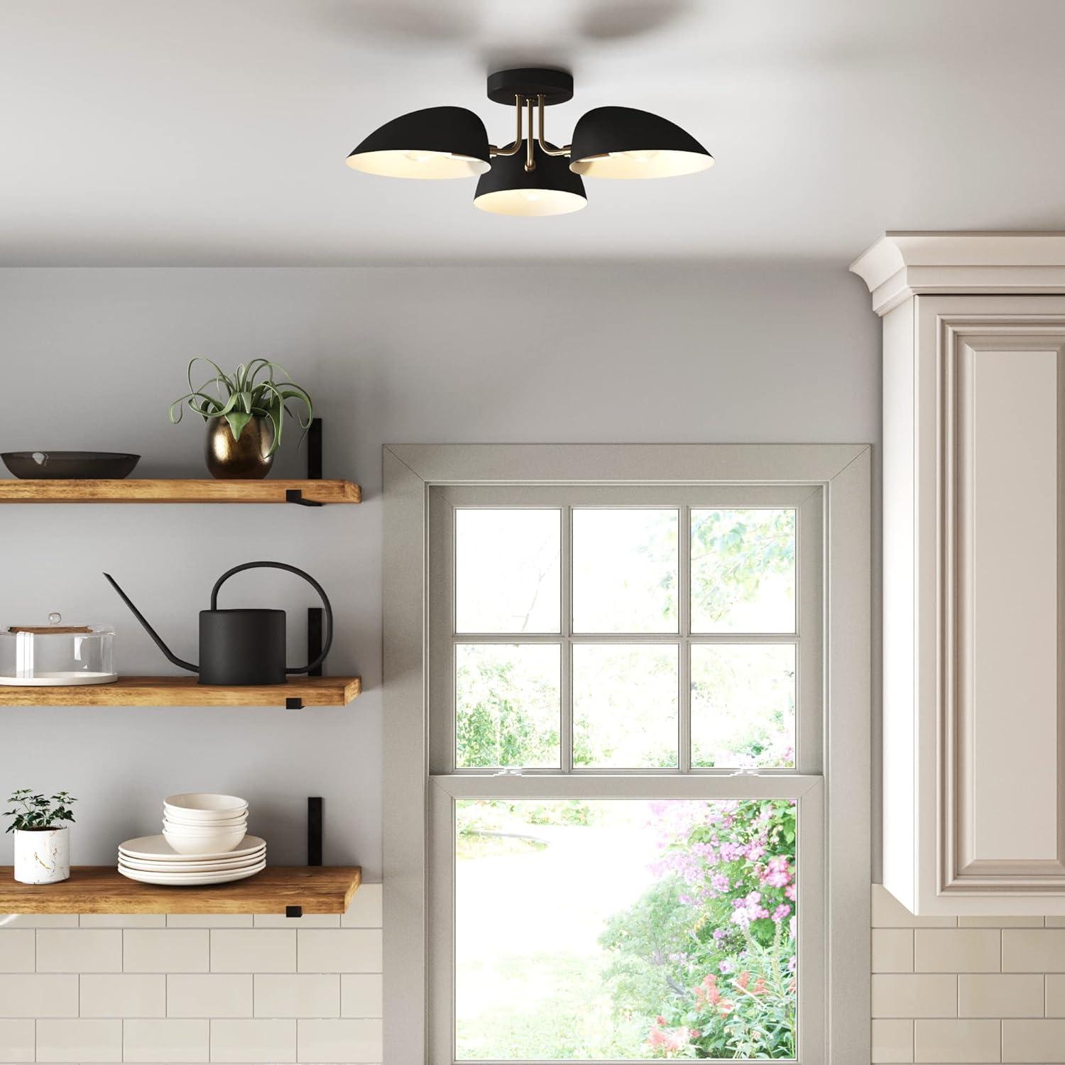 Nathan James Argo Flush Mount Black/Gold