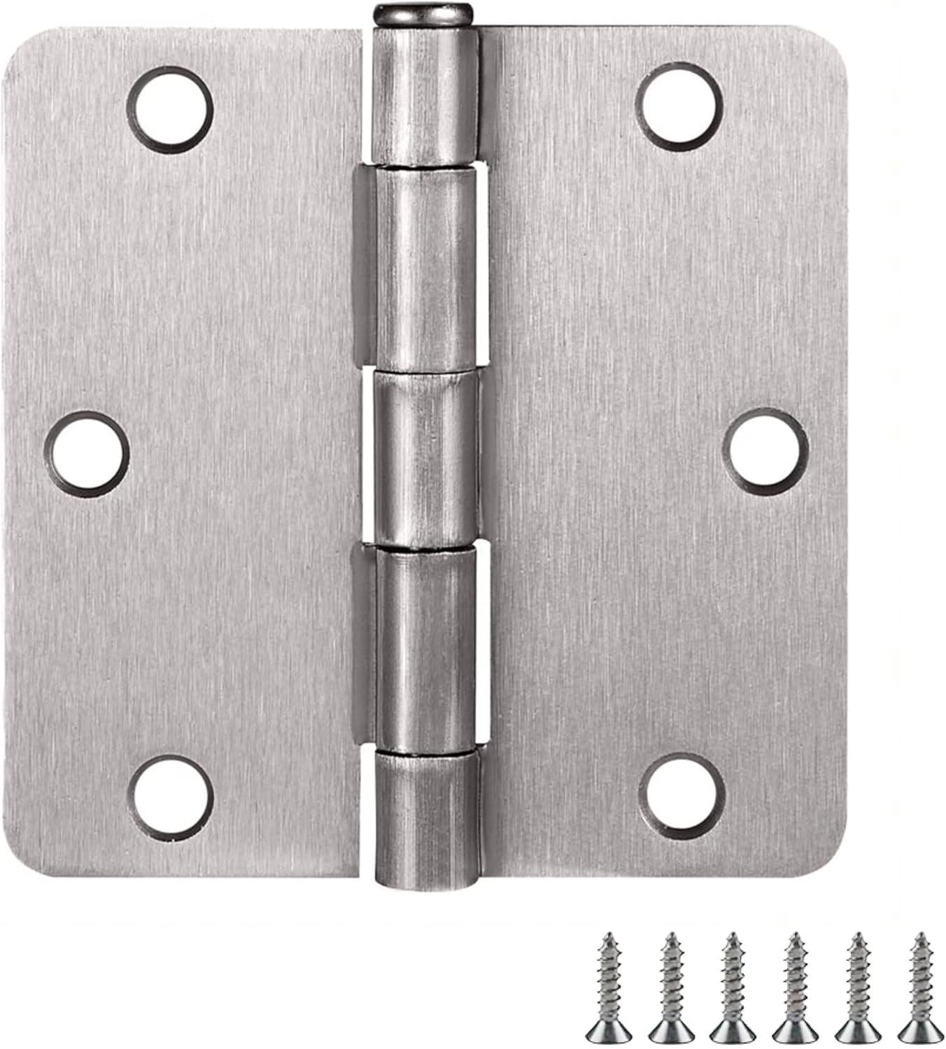 Satin Nickel 3.5" Steel Door Hinges with Screws, 3-Pack