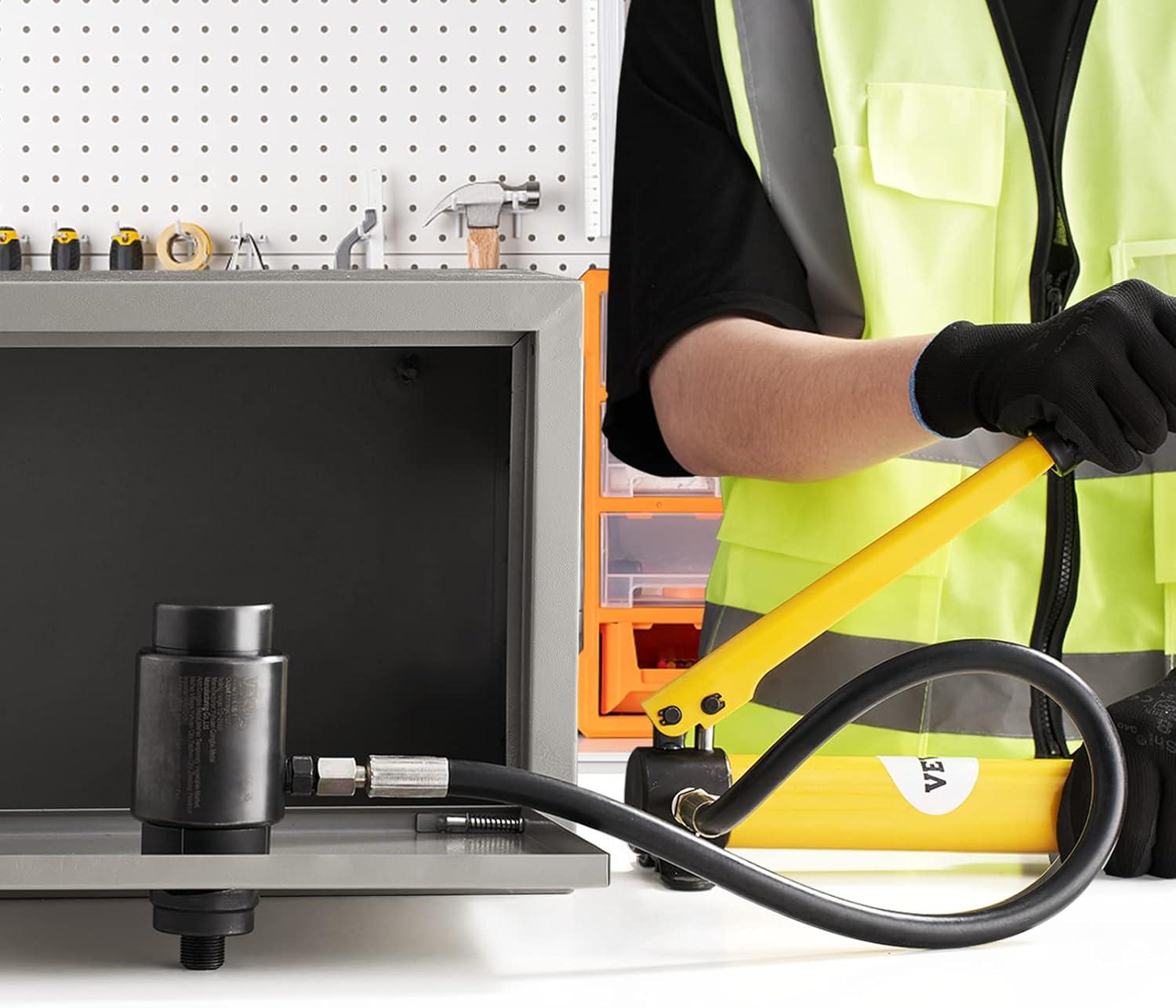 VEVOR Hydraulic Knockout Punch Kit, 10 Ton 1/2" to 2" Conduit Hole Cutter Set, KO Tool Kits with Puncher 6 Piece, Metal Sheet Driver Tools, Yellow