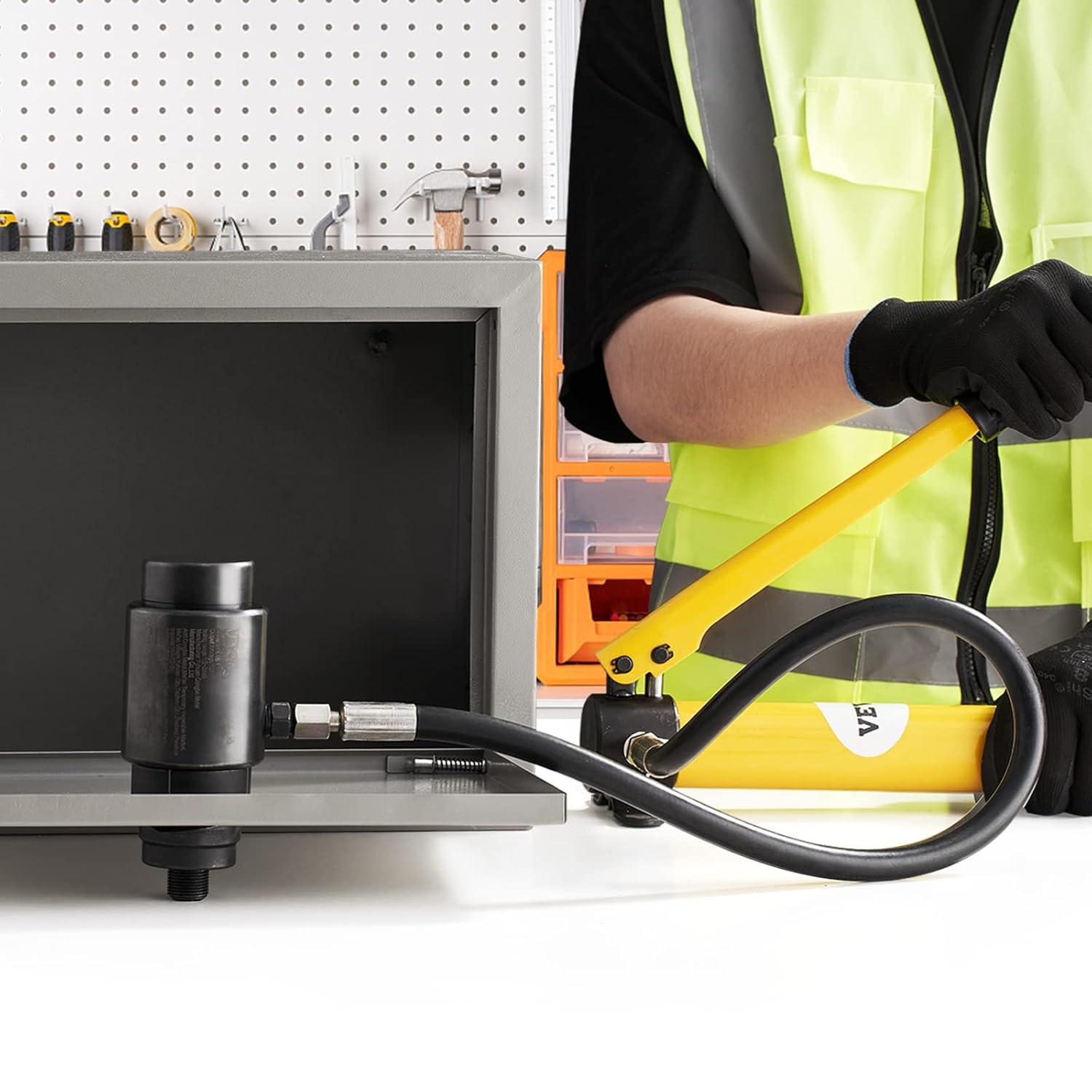 VEVOR Hydraulic Knockout Punch Kit, 10 Ton 1/2" to 2" Conduit Hole Cutter Set, KO Tool Kits with Puncher 6 Piece, Metal Sheet Driver Tools, Yellow