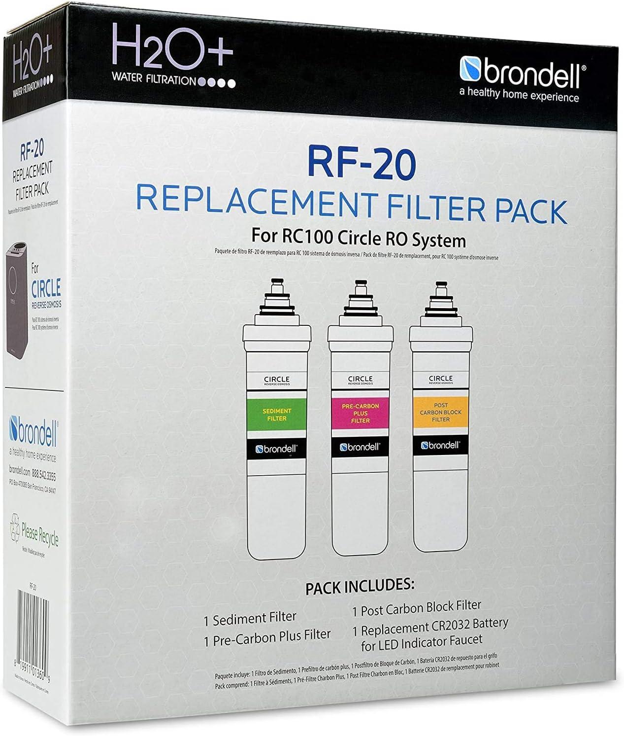 Brondell H2O+ Circle Reverse Osmosis Triple Filter Replacement Pack (RF-20) Three Filter Set