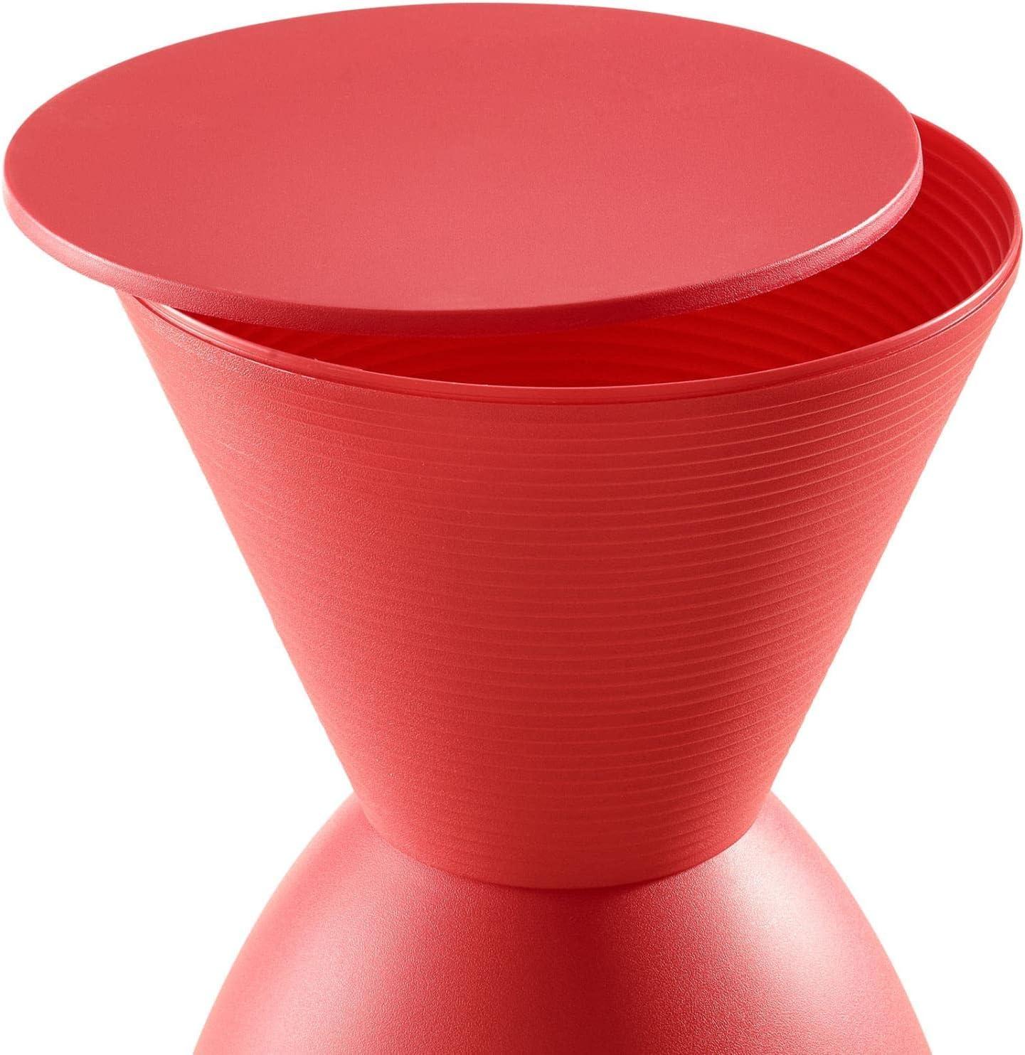 Ripple Red Modern 12" Polypropylene Accent Stool/Side Table