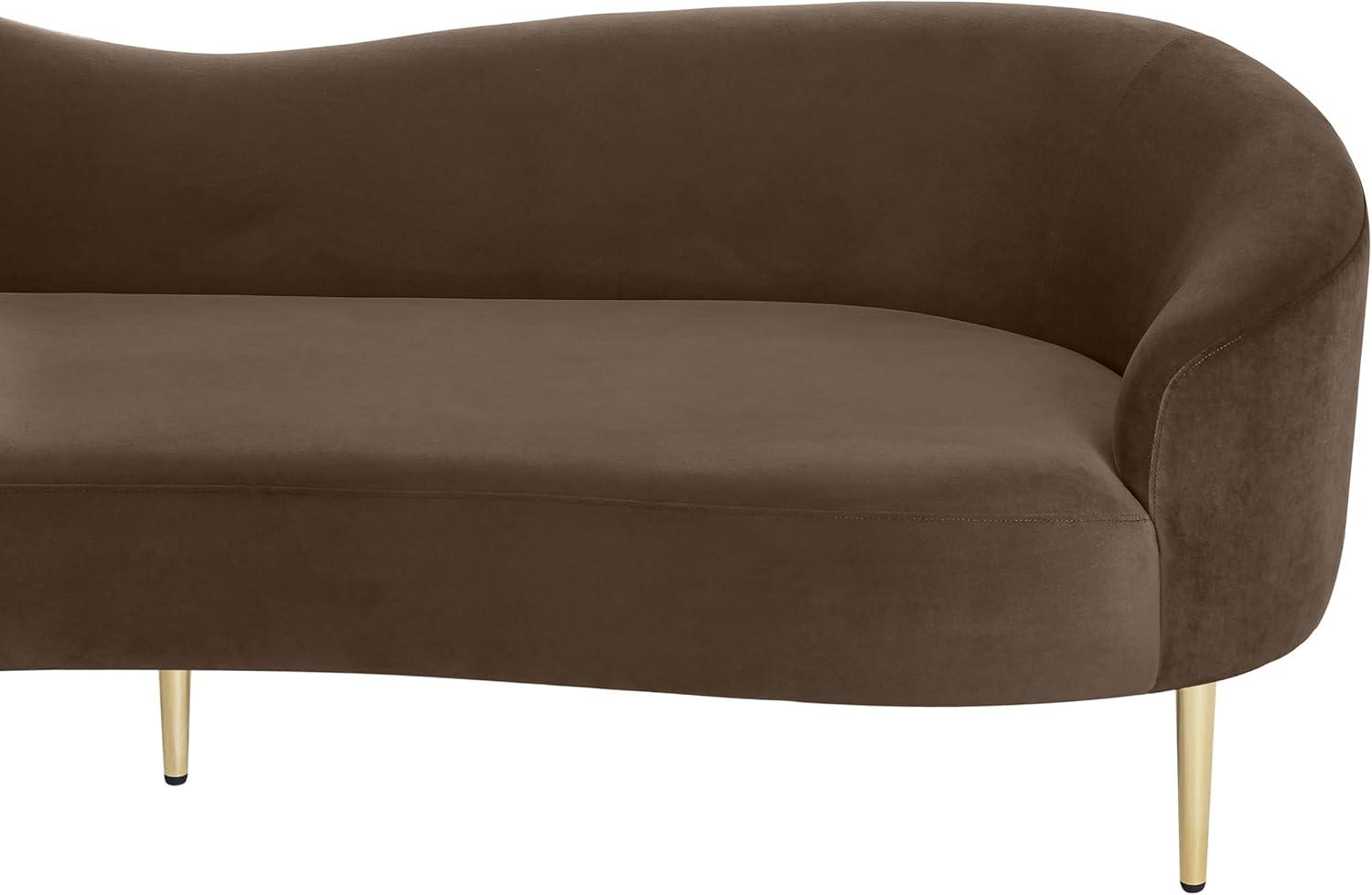 Ritz Brown Velvet Sofa with Gold Metal Legs