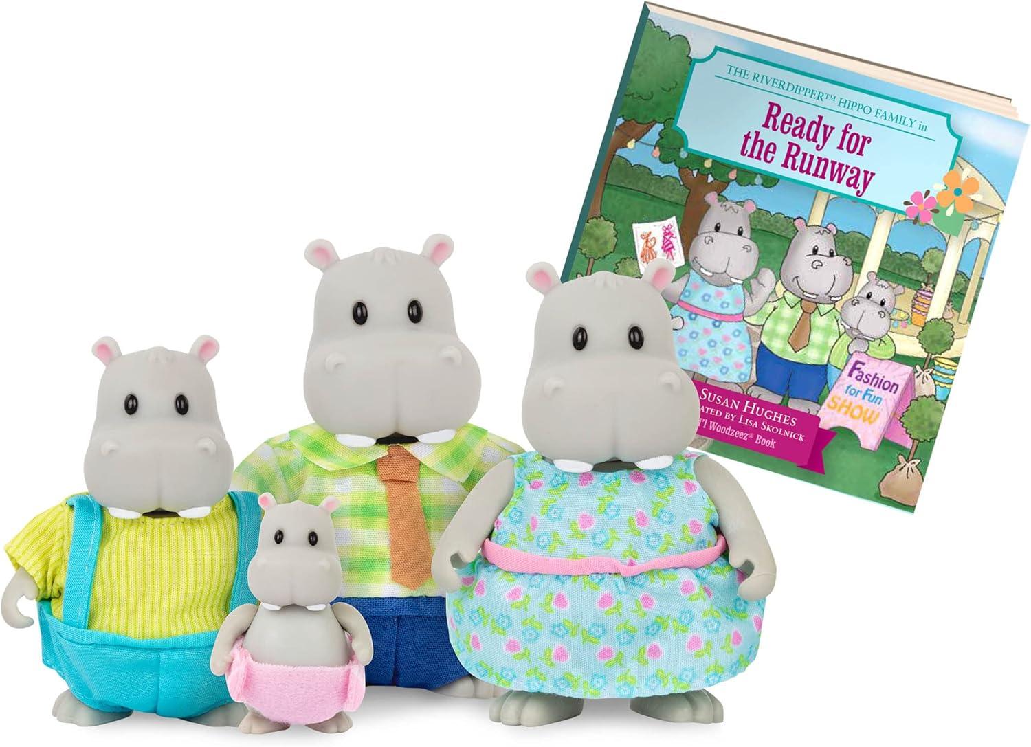 Li'l Woodzeez Miniature Animal Figurine Set - The River Dipper Hippo Family (62243463394): Adorable and Collectible Toy Set