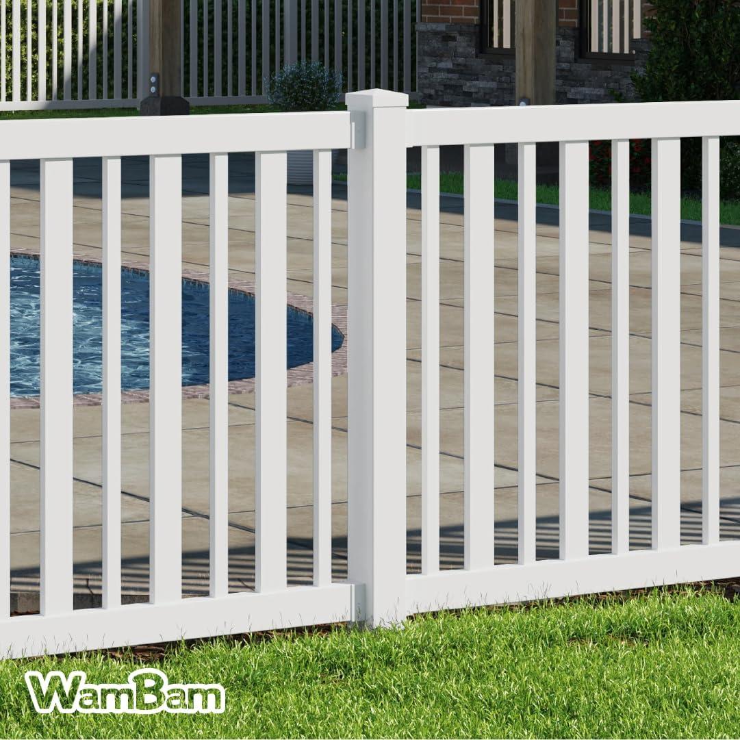 WamBam No-Dig Fence 5ft H (1 Fence Post) No Dig WamBam Windsor Finishing Post with Steel Pipe Anchor Kit, Permanent White Vinyl Post for Windsor Fence Panels and Gate Kit, Perfect for Yard, Pool or Dog Fence BL19109