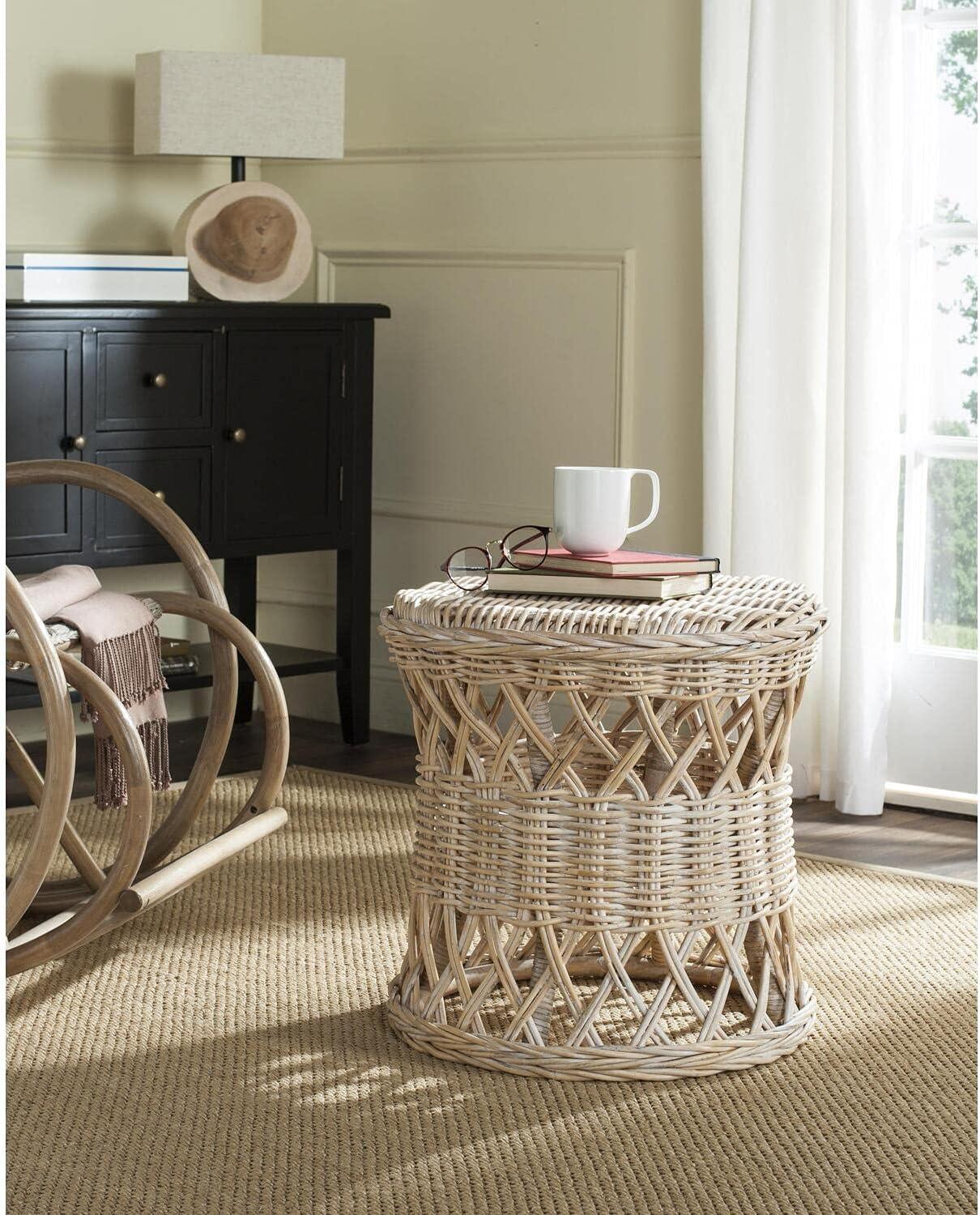 Tropical Breeze 20" Natural Kubu Rattan Round Accent Table