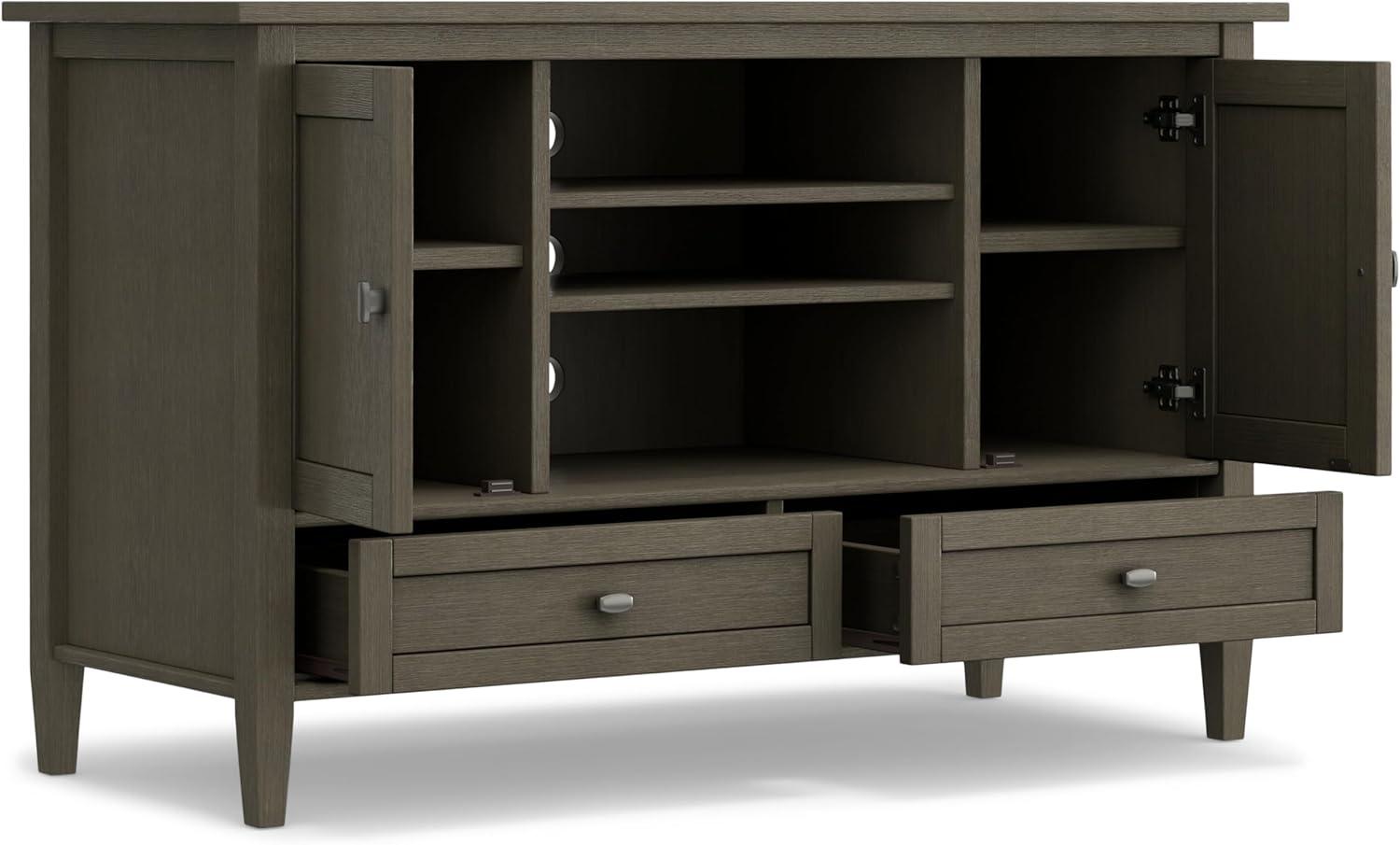 Farmhouse Gray Solid Wood TV Media Stand with Storage