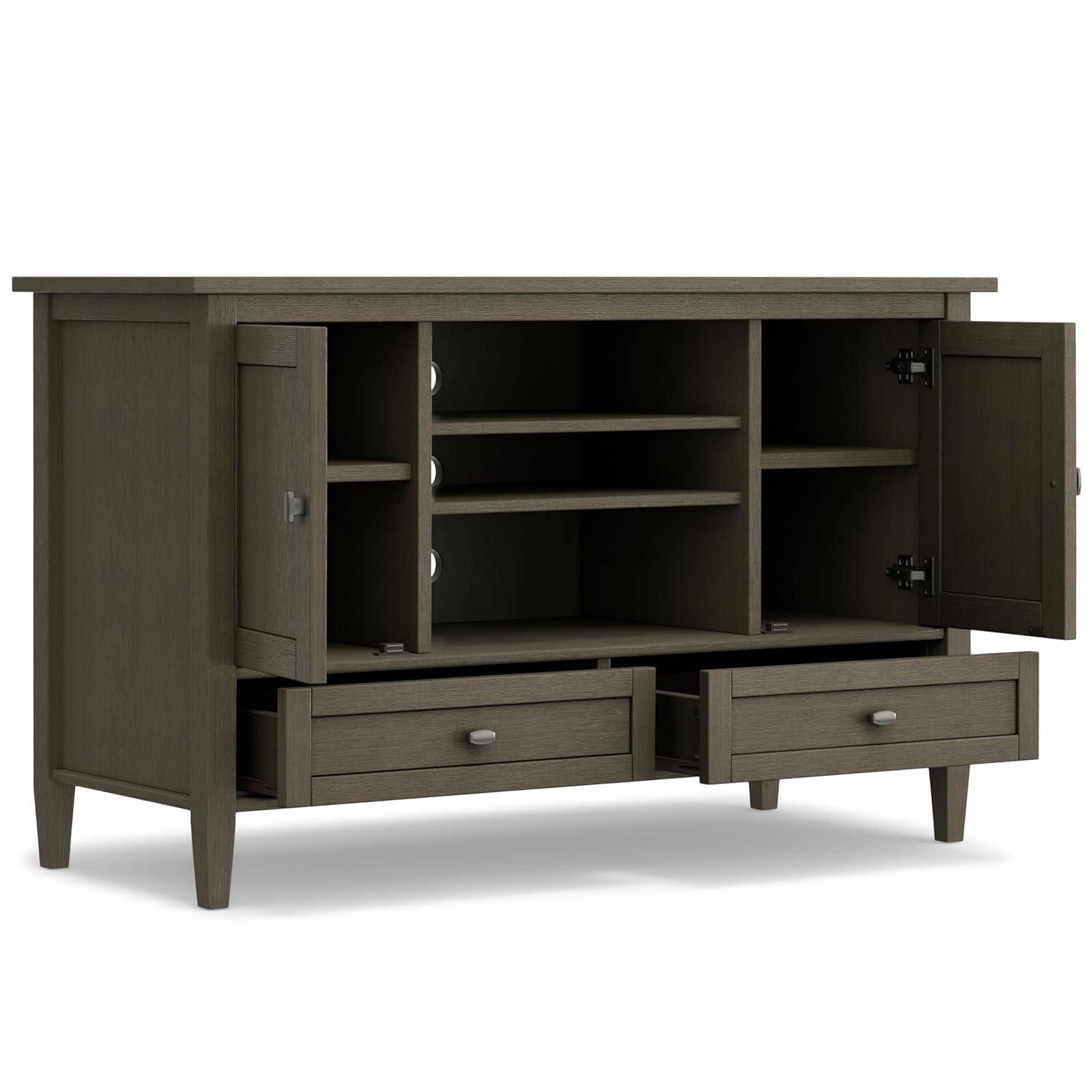 Simpli Home Warm Shaker 47"W Solid Wood TV Stand for TVs up to 55" with 2 Storage Cabinets and 2 Drawers