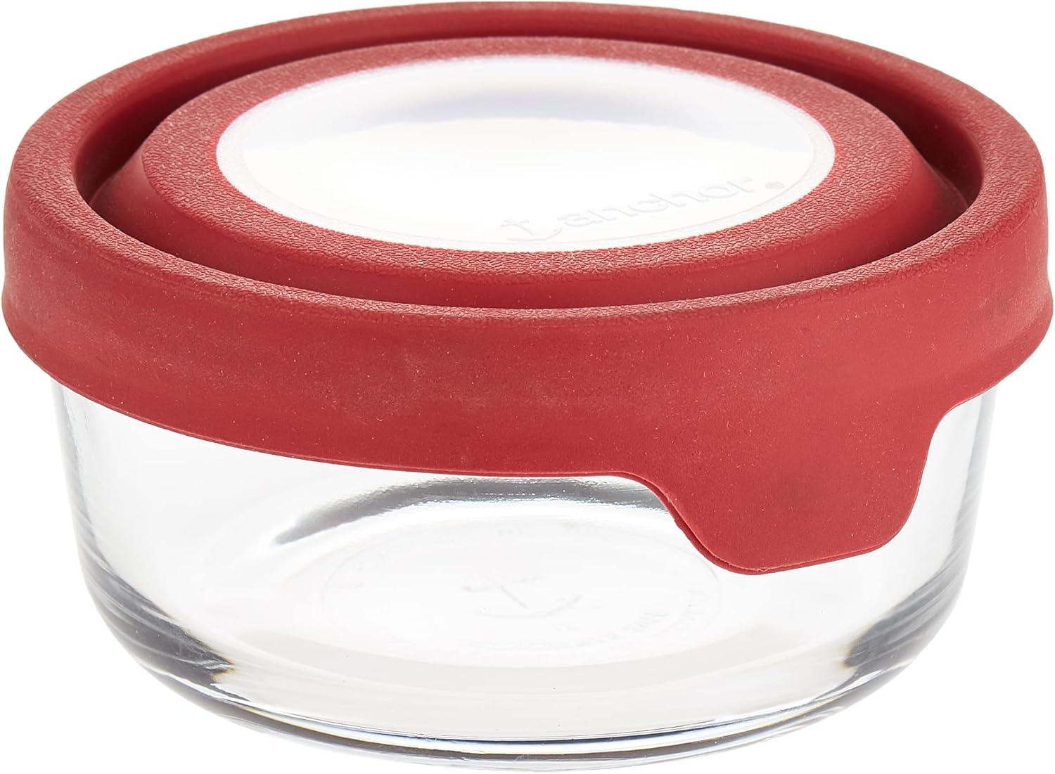 Red 2-Cup Glass Food Storage Container with Airtight Lid