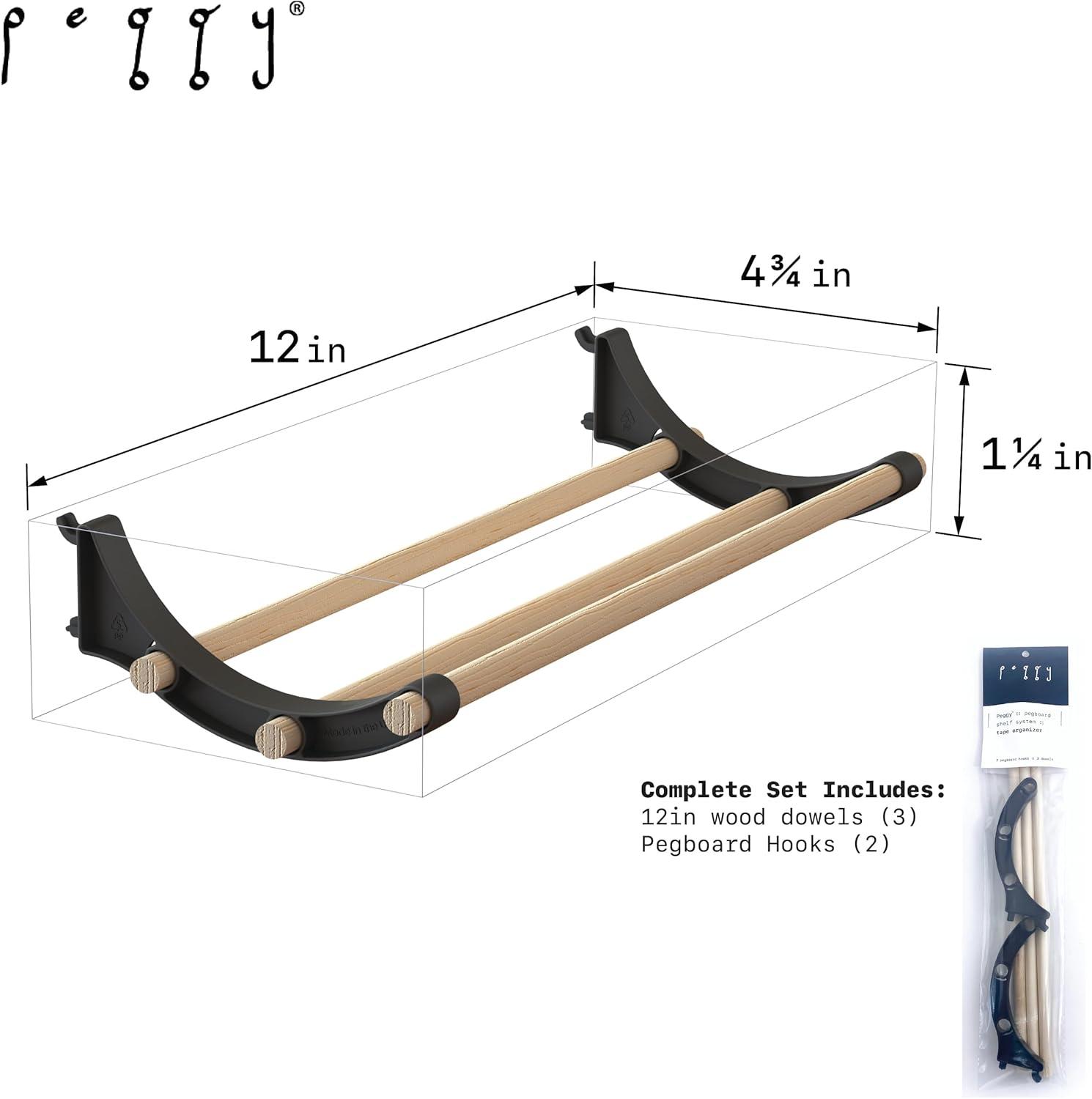 Peggy Pegboard Work Station Organizer – Hooks & Dowels for Tape, Ribbon, Wire, Crafts, Wine Rack White 1PK