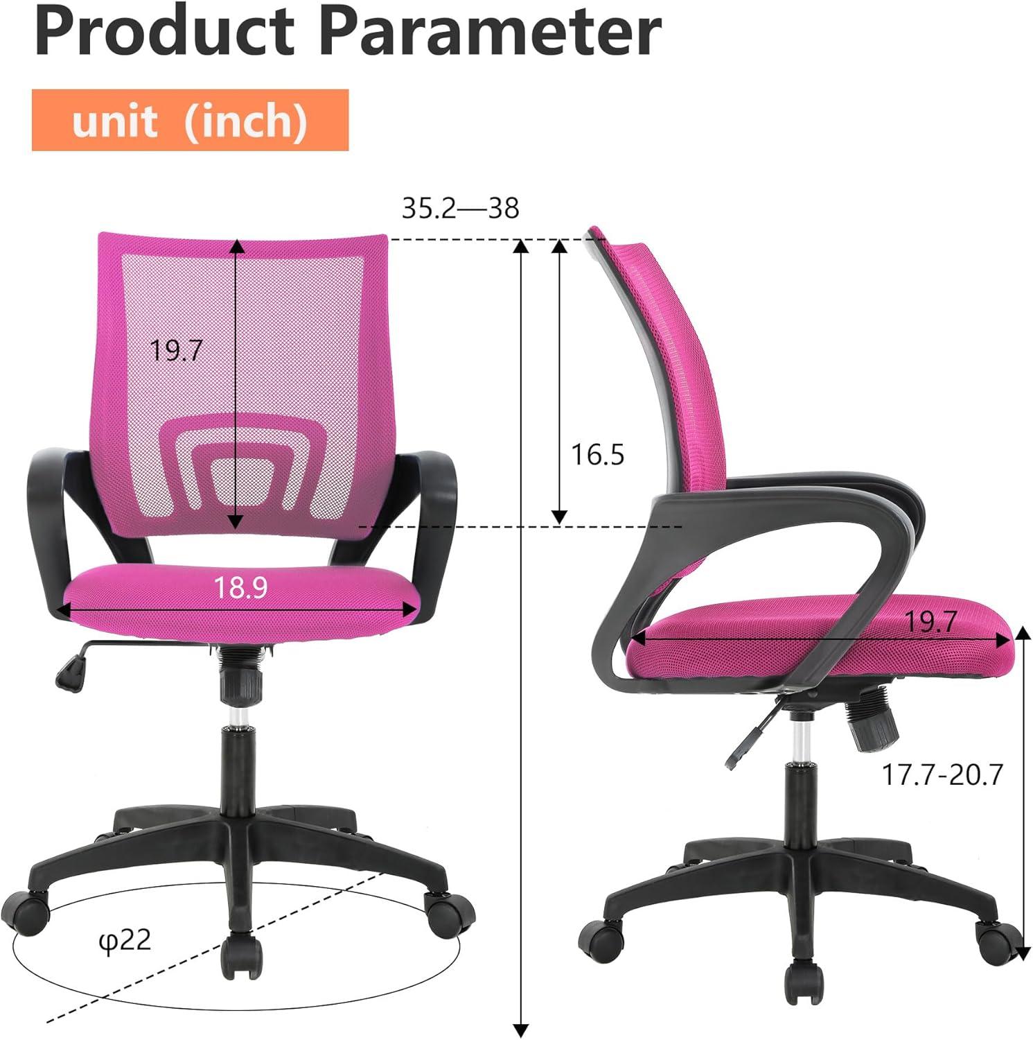 Pink Mesh Swivel Executive Office Chair with Lumbar Support