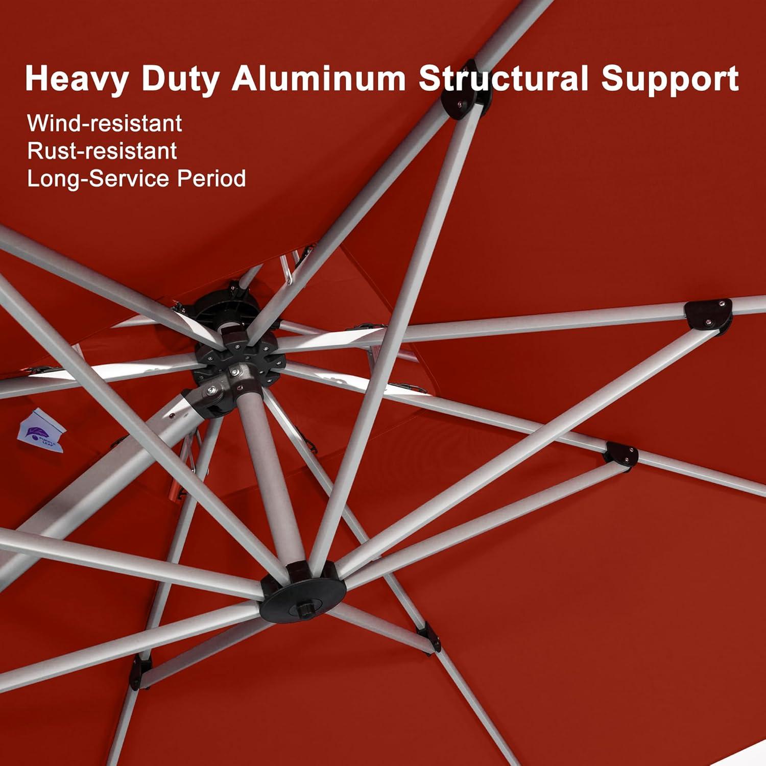 PURPLE LEAF 12 Feet Double Top Deluxe Square Patio Umbrella Offset Hanging Umbrella Cantilever Outdoor Market Umbrella Garden, Black