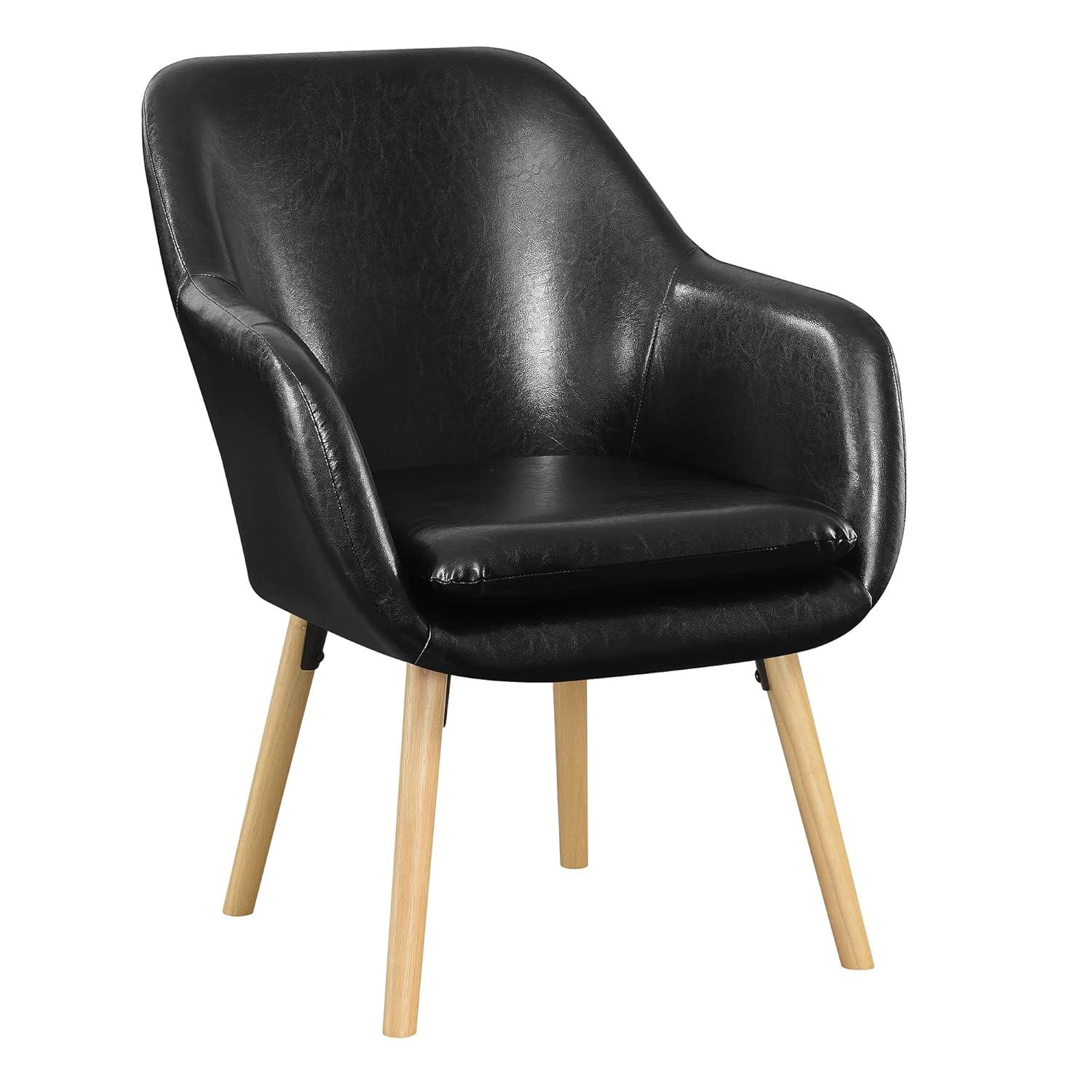 Convenience Concepts Take a Seat Charlotte Wingback Accent Armchair, Black Faux Leather, All Ages