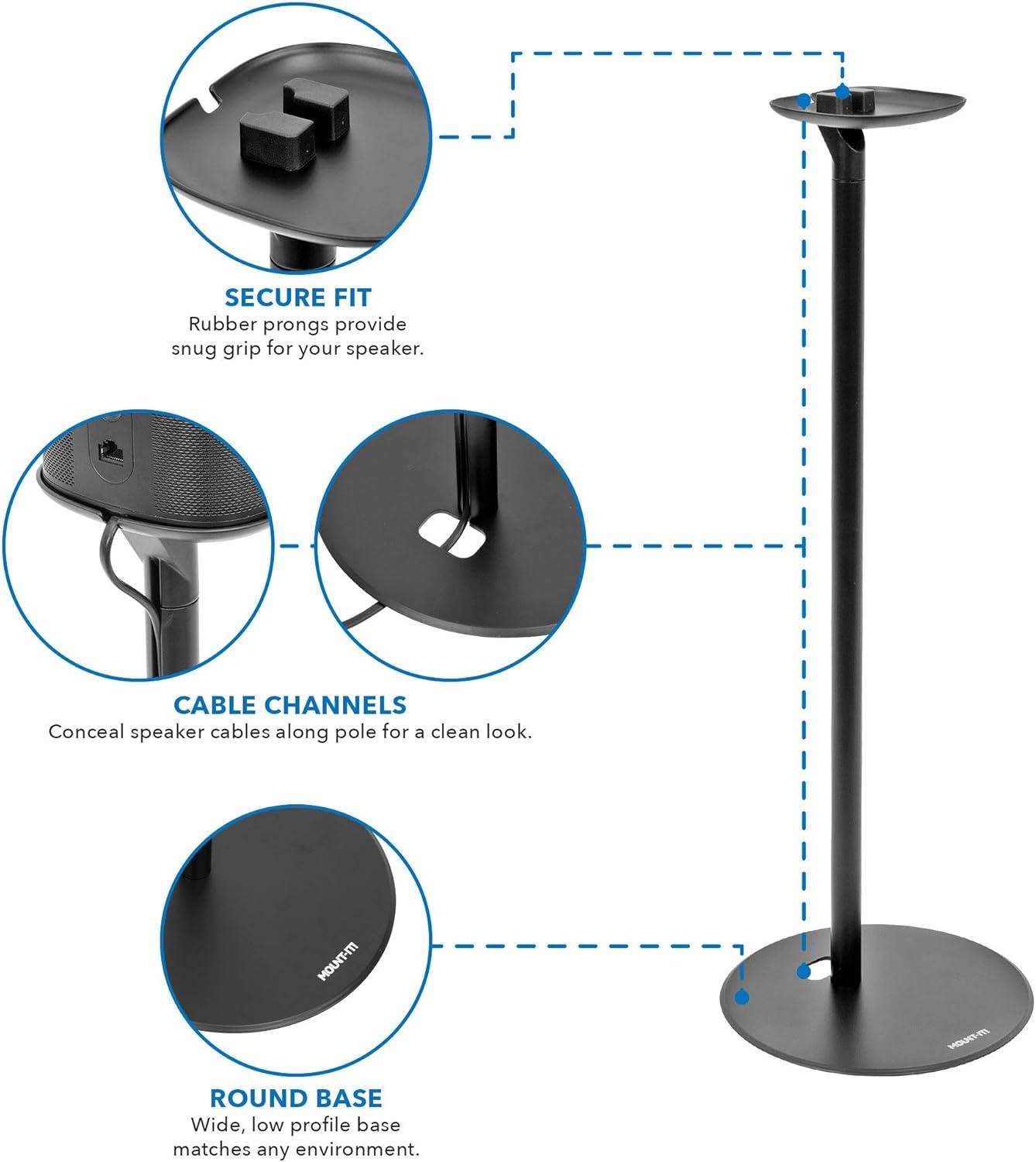 Mount-It! Speaker Floor Stand for Sonos One, SL, and Play:1 [28" Tall] Built-in Cable Management, Lightweight, Space Saving, Enhanced Surround Sound