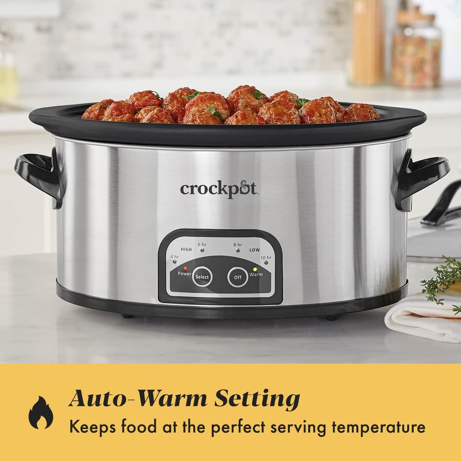 6-Quart Stainless Steel Programmable Slow Cooker with Timer