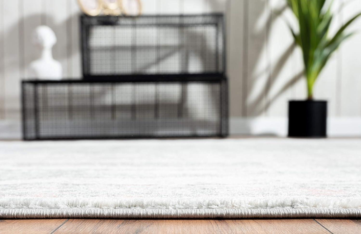 Abani Laguna Grey Pink Drip Lines 4' x 6' 4' x 6'