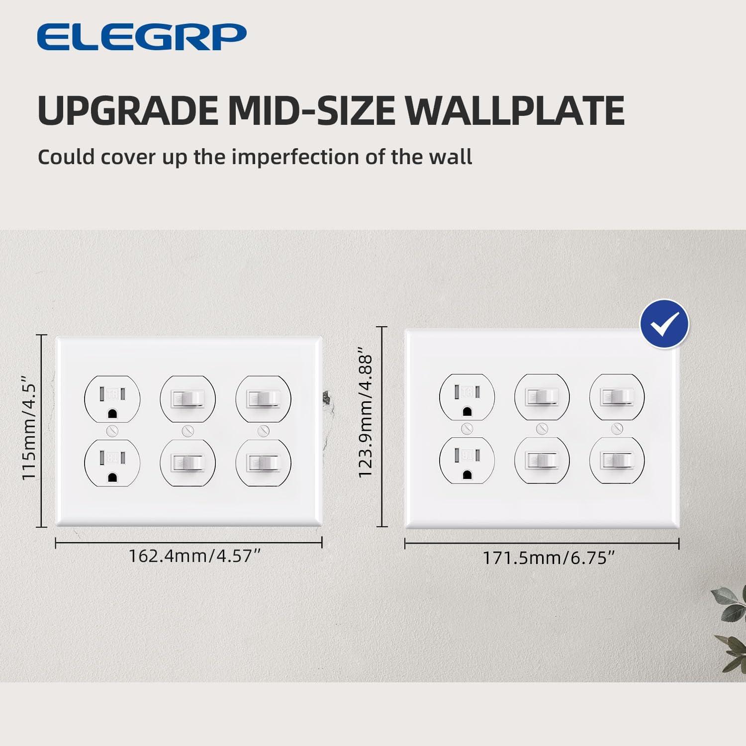 Glossy White 3-Gang Lexan Polycarbonate Duplex Receptacle Wall Plate