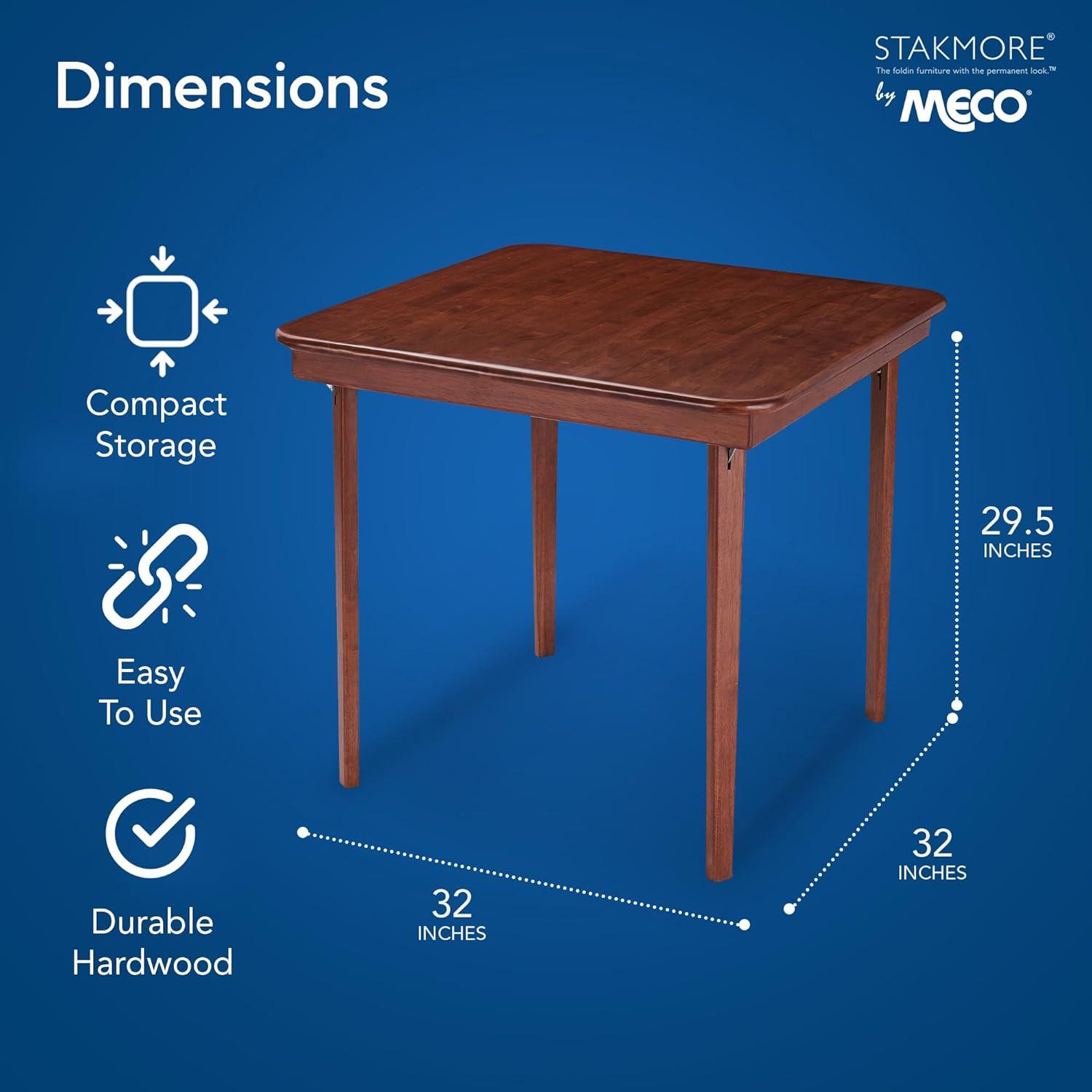 Straight Edge Folding Card Table Cherry - Stakmore: Wood Composite, Steel Hardware, No Assembly Required