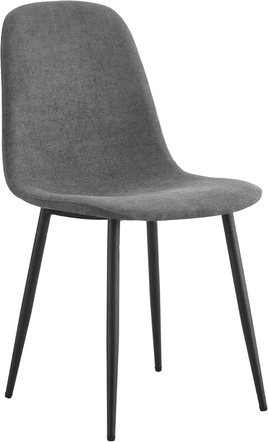 INO Design Dining Chairs Set, Mid Century Modern Fabric Side Chairs, Upholstered Armless Curved Back with Metal Legs, Chic Kitchen Decor/Living Room Furniture Accent (6, Grey)