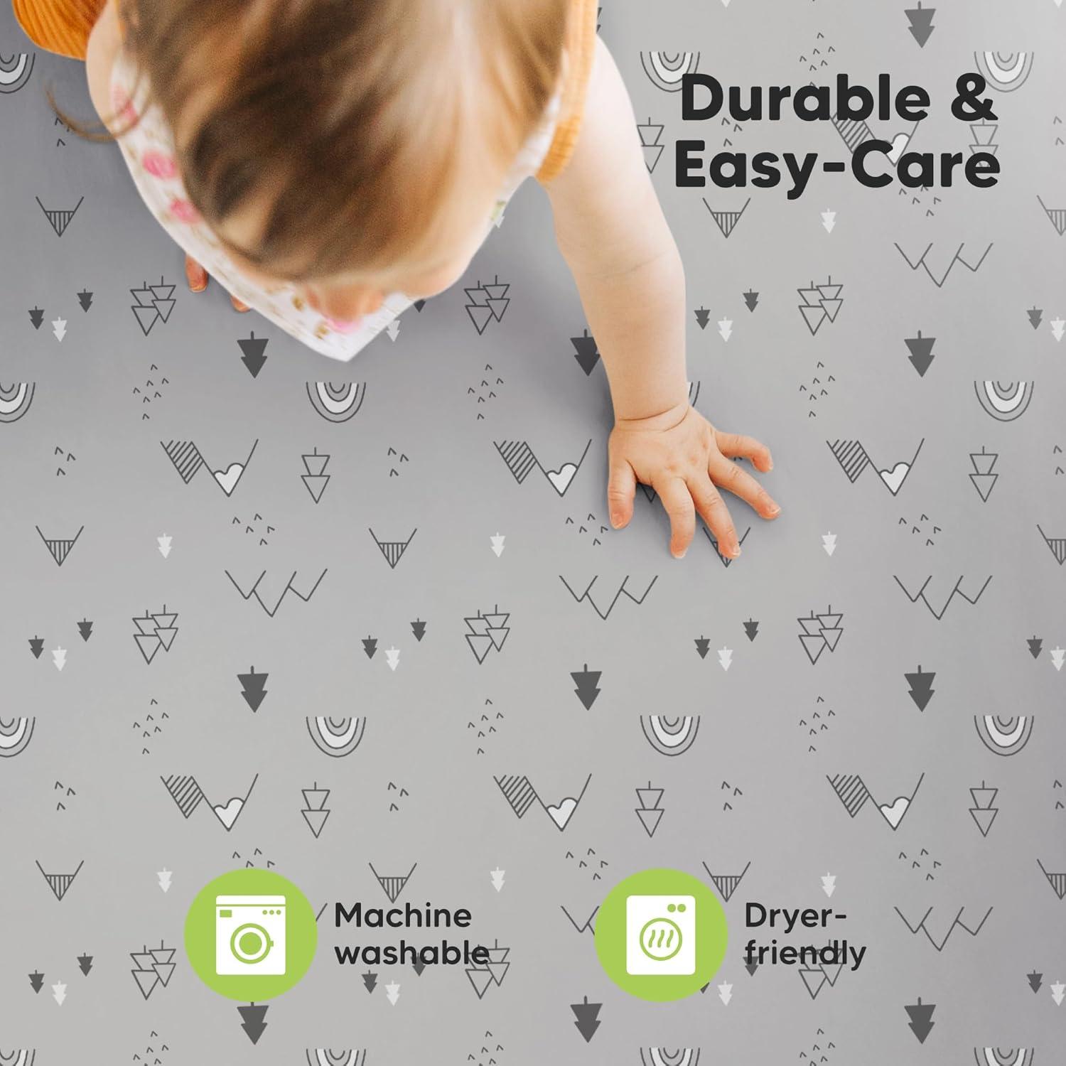 2-Pack Mini Crib Sheets Fitted - 38x26 Pack N Play Sheets for Pack and Play Mattress, Organic Cotton, Soft & Breathable Playard Bedding, Neutral Mini Toddler Bed Cover for Boys, Girls (Woodland)