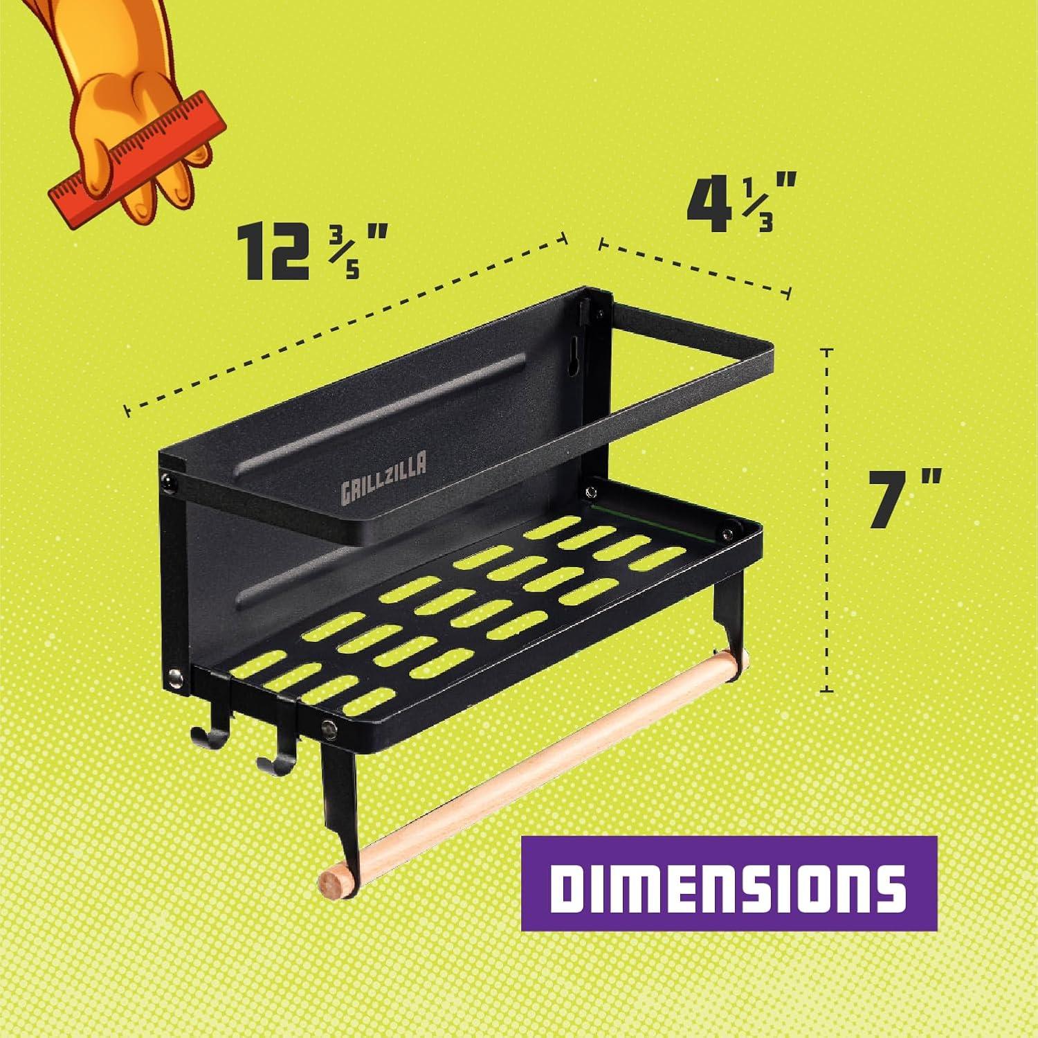 Grillzilla Black Powder-Coated Magnetic Grill Caddy