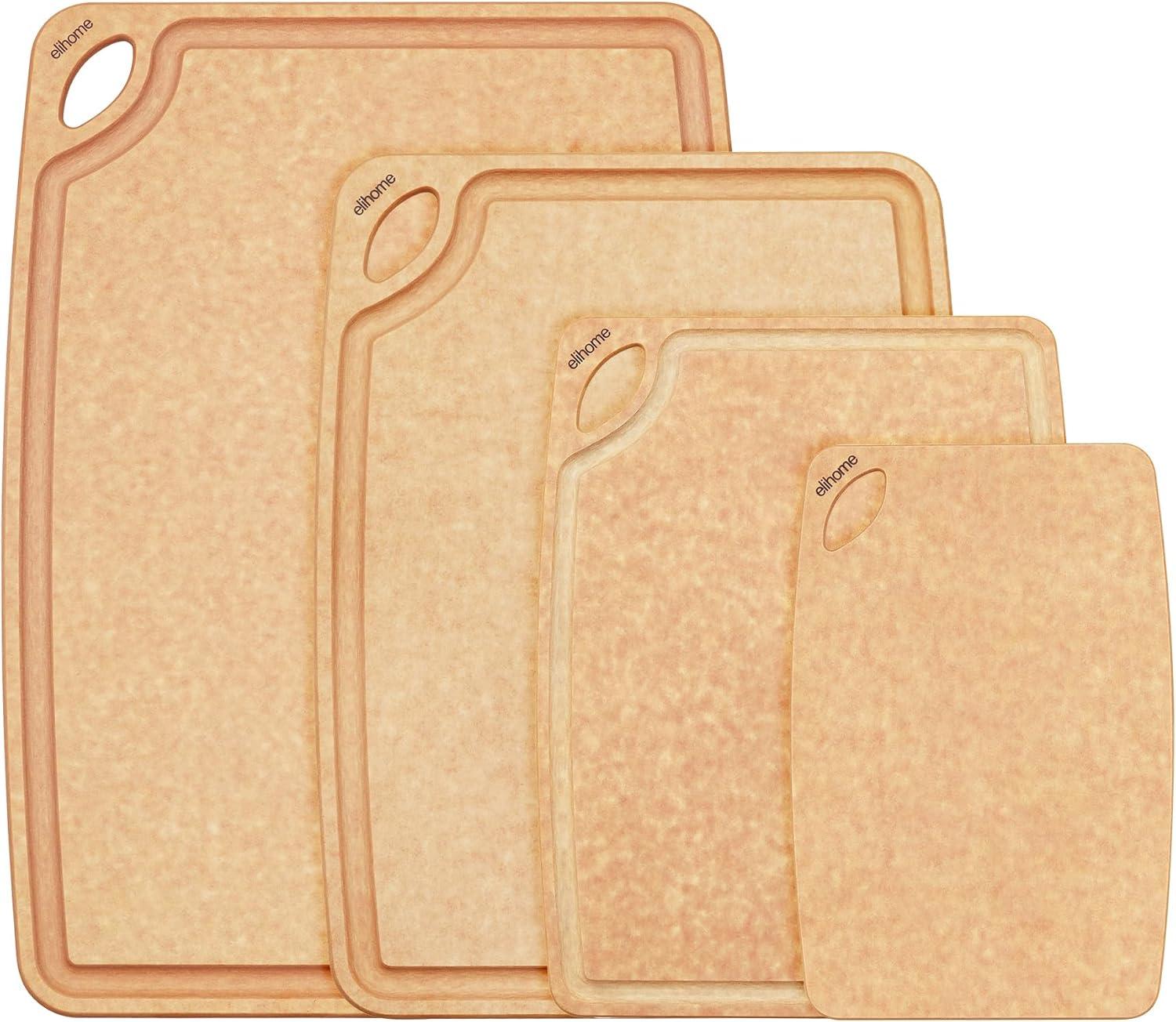 Natural Wood Fiber Composite 4-Piece Cutting Board Set