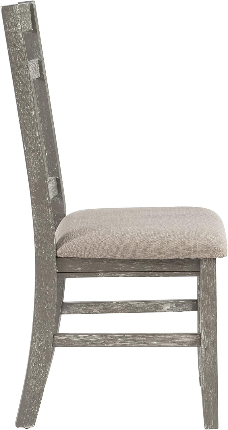 Turino 7-Piece Weathered Gray Dining Set with Tan Upholstered Chairs