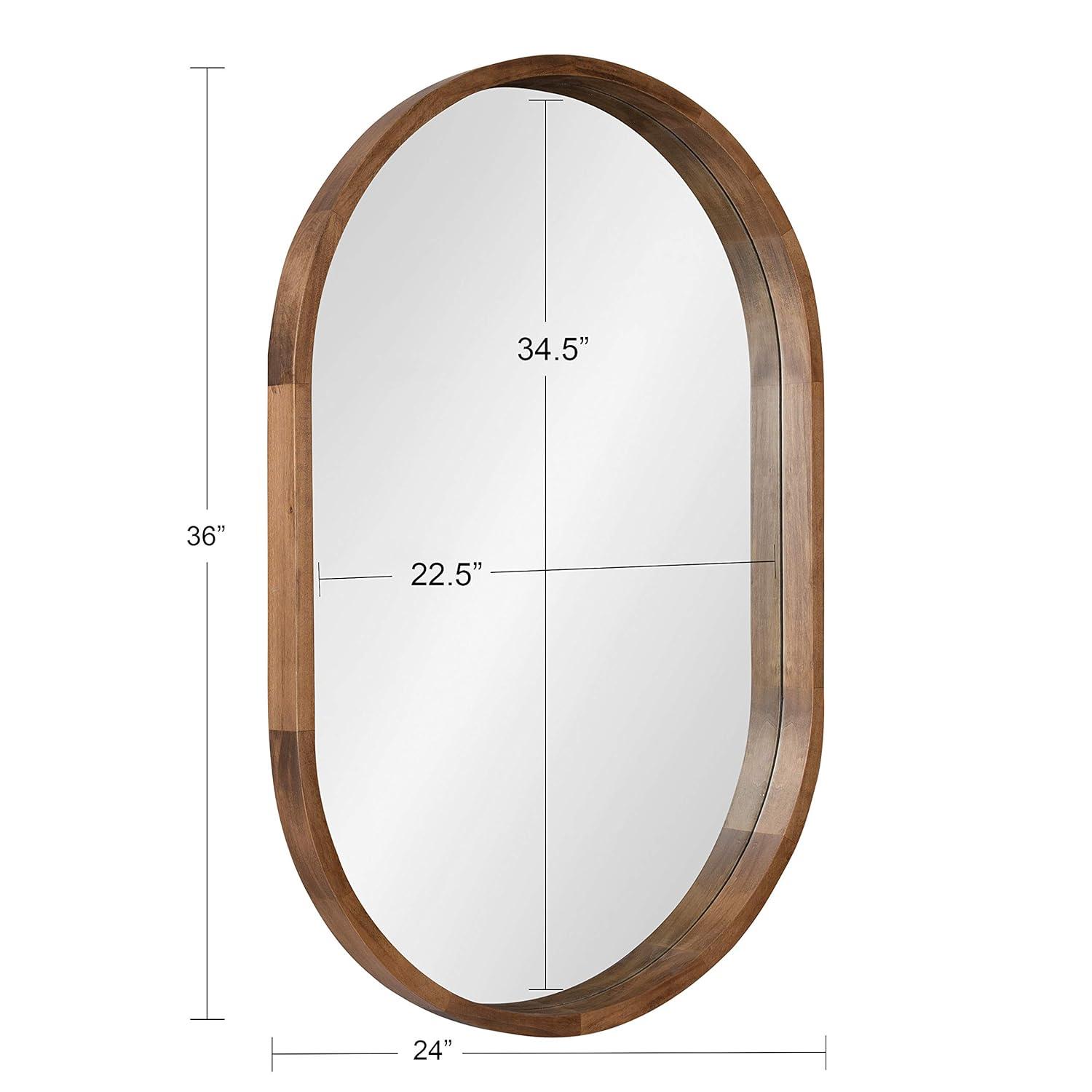 24" x 36" Hutton Wood Framed Capsule Wall Mirror Rustic Brown - Kate & Laurel All Things Decor