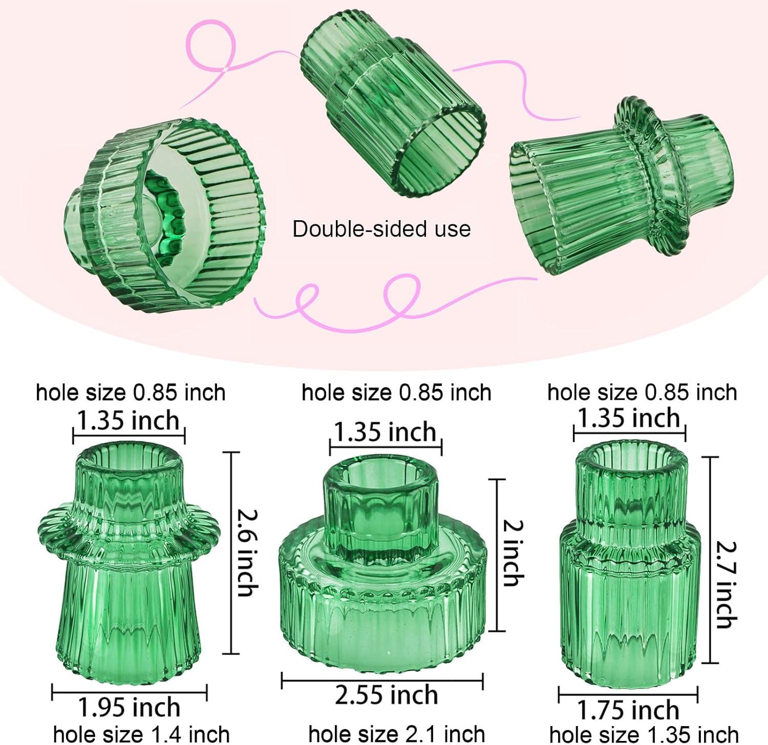 Taper Glass Candlestick Holders Tealight Candle Holders for Table Centerpieces, Wedding Decor and Dinner Party (6 Pcs, Green)