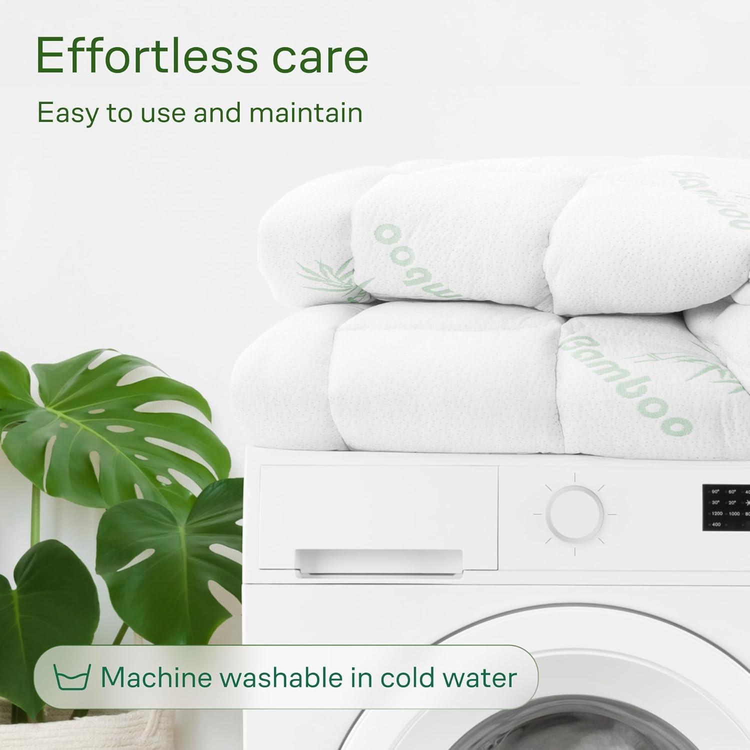 Ultra Soft Queen RV Size Mattress Topper - Viscose Made from Bamboo Pillow Top Mattress Pad for Back Pain Relief - Naturally Cooling for Hot Sleepers, Green